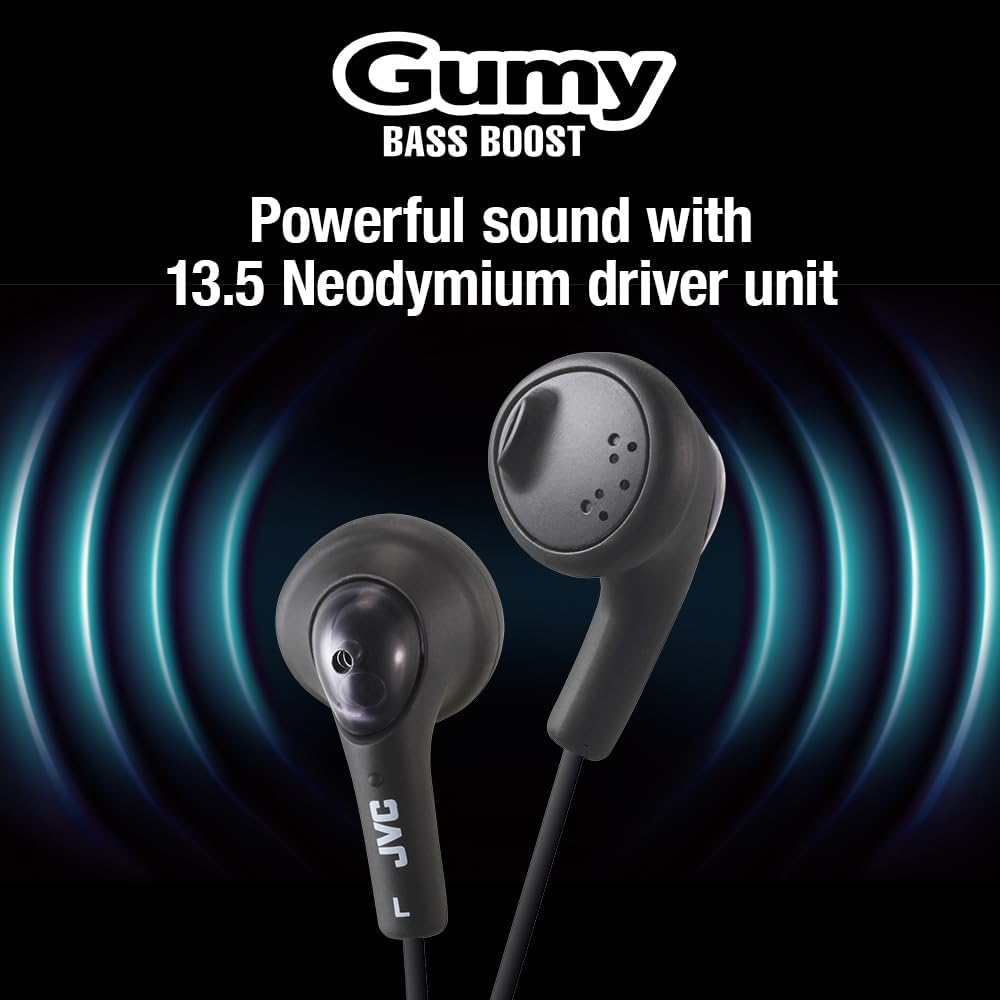 JVC HAF160B Gumy Ear Bud Headphone Black image number 1