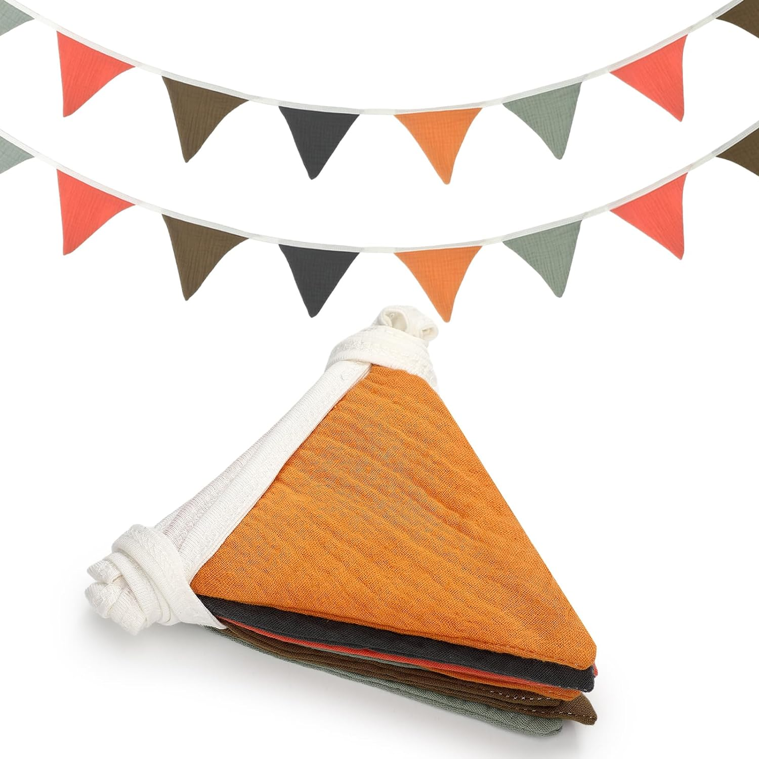 Oudain 17 Ft Pennant Banner, 2 Pcs Triangle Bunting Flag Multicolor Baby Garland Hanging Flag Banner for Wedding Birthday Baby Shower Parties Events Nursery Decor, Each 8.5 Ft in Length (Vivid Color) image number 5