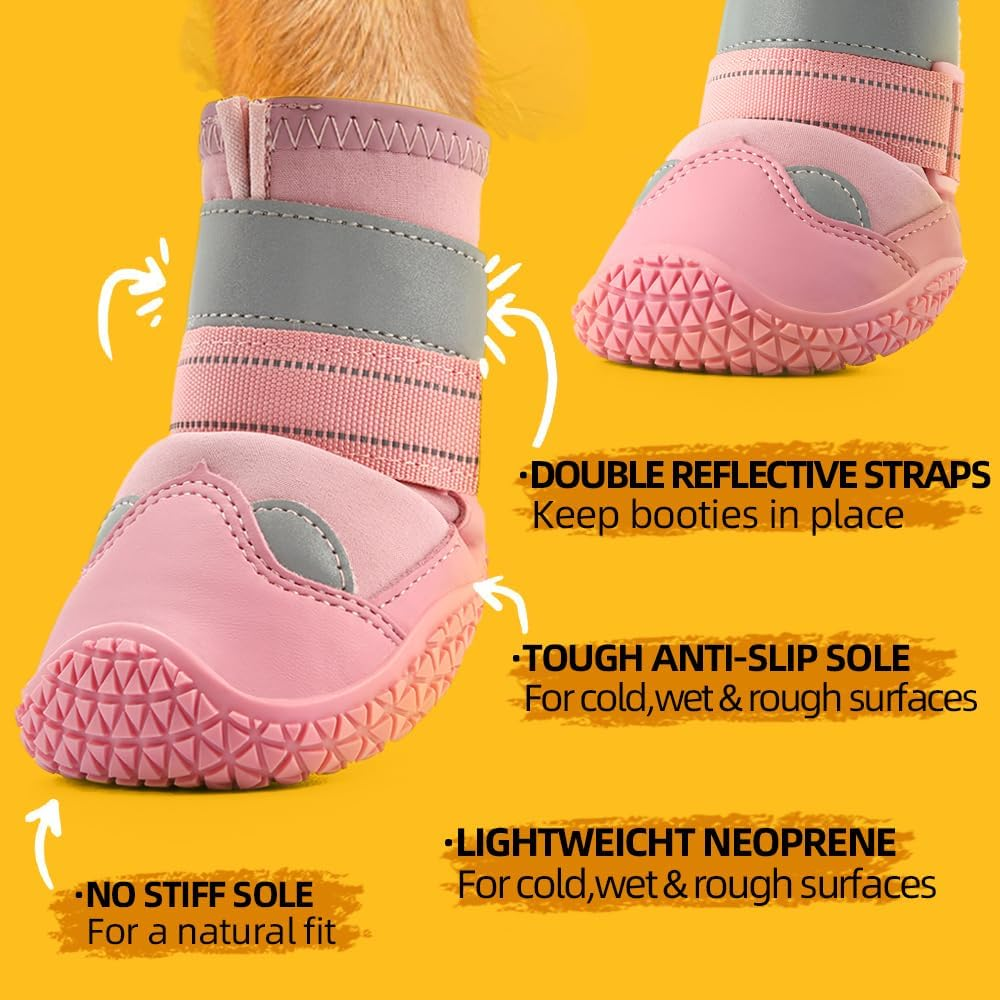 Dog Shoes for Large Dogs, Medium Dog Boots & Paw Protectors for Hardwood Floors, Outdoor Dog Booties for Hot Pavement Winter Snow Hiking, Waterproof Dog Shoes with Reflective Strips Size 7 image number 2