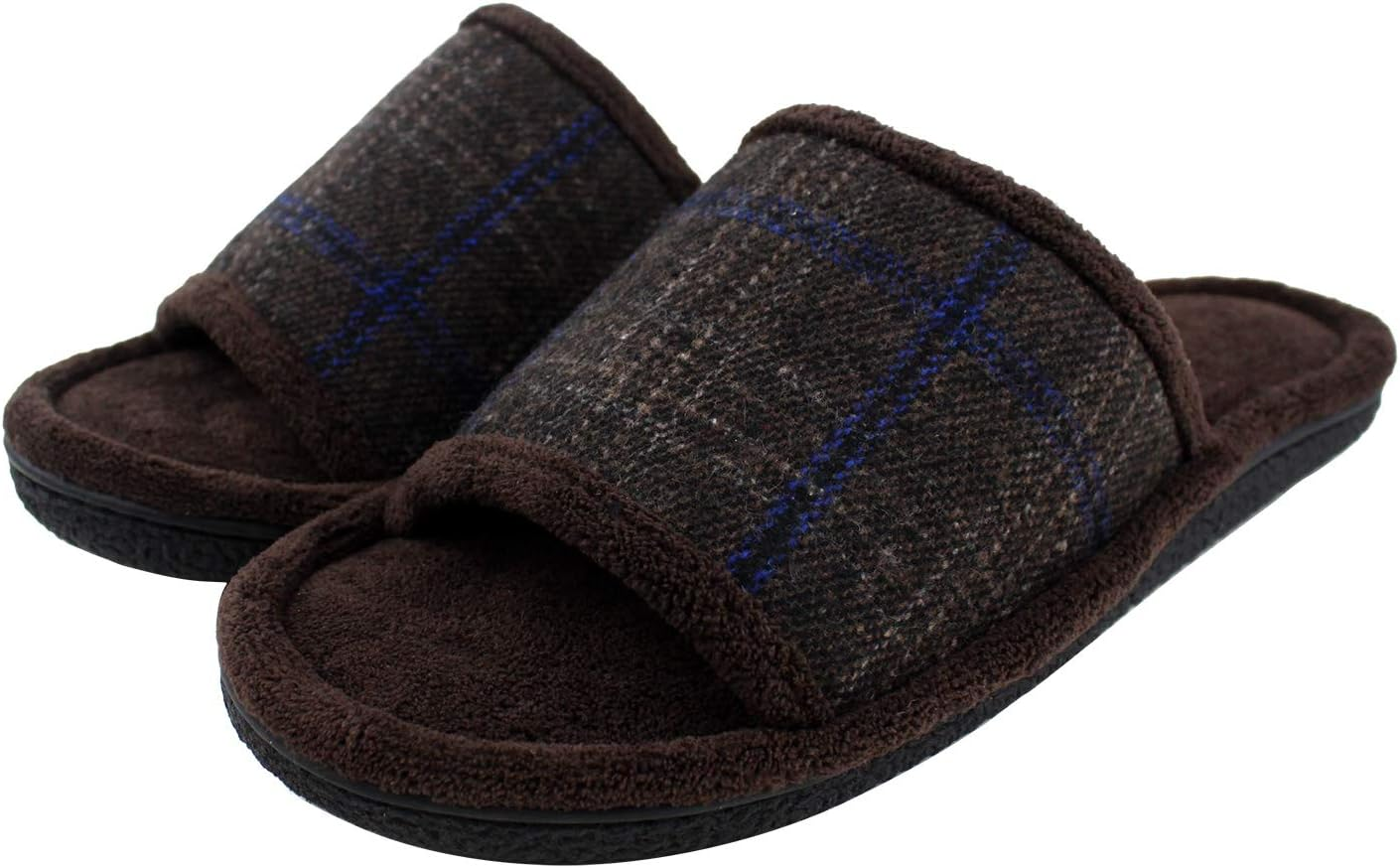 Magtoe Men'S Open-Toe Memory Foam Spa Slide Slippers Comfort Indoor Outdoor Slip-On Shoes