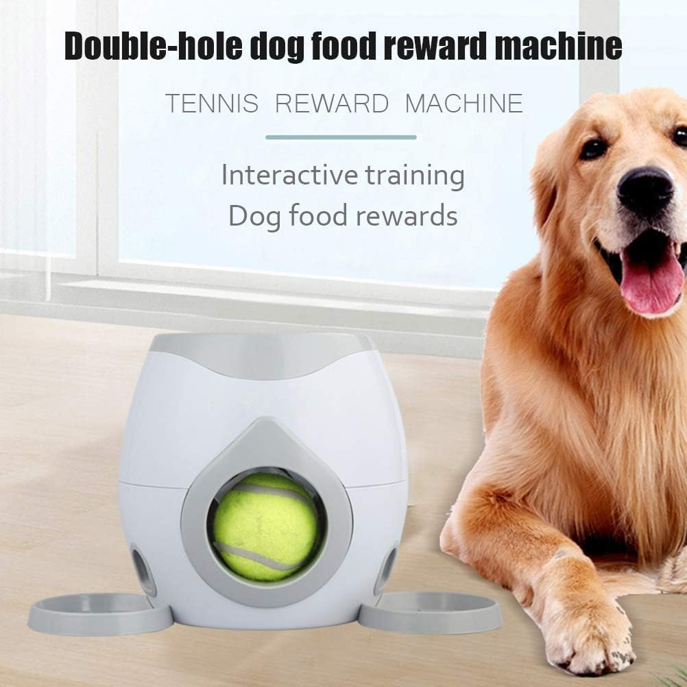 Pet Tennis Ball Launcher Toy, Automatic Pet Feeder Fetch Tennis Ball Launcher Dog Interactive Throwing Ball Machine Puzzle Toy for for Dog IQ Training (White) image number 2