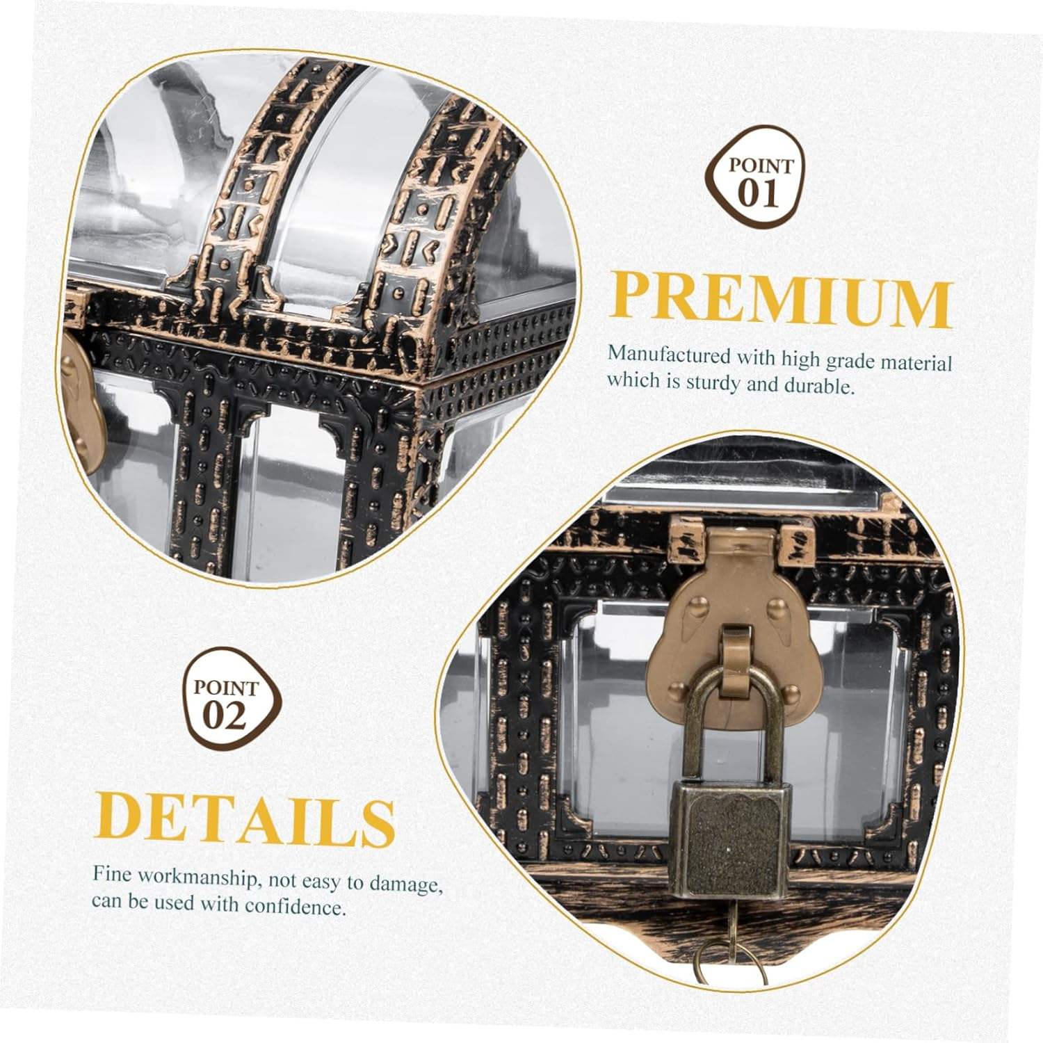 Pirate Treasure Chest Toy Vintage Treasure Chest Box for Boy Girl Pirate Box Lock image number 3