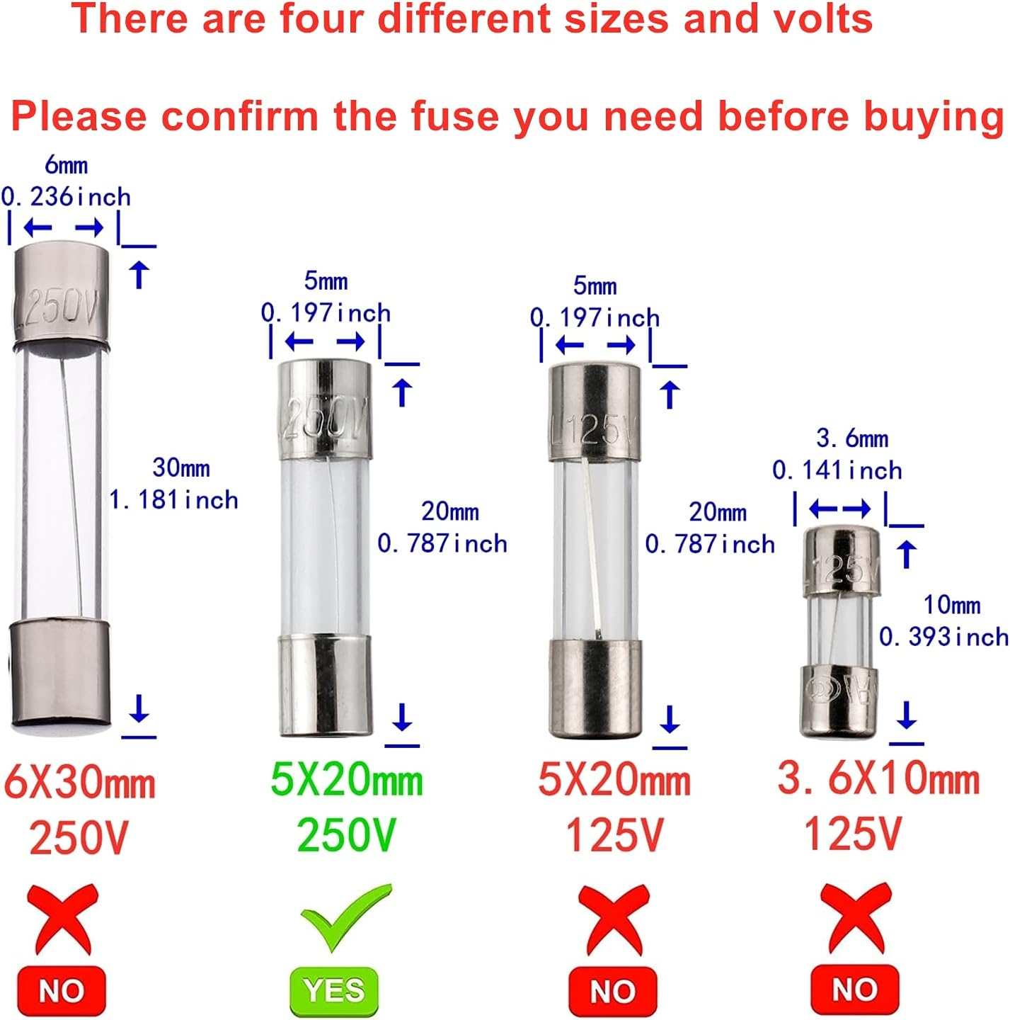 BOJACK 5X20Mm 0.2 a 0.2 Amp 250 V 0.2X0.78 Inch F0.2AL250V Fast Blow Glass Fuses(Pack of 20 Pcs) image number 1