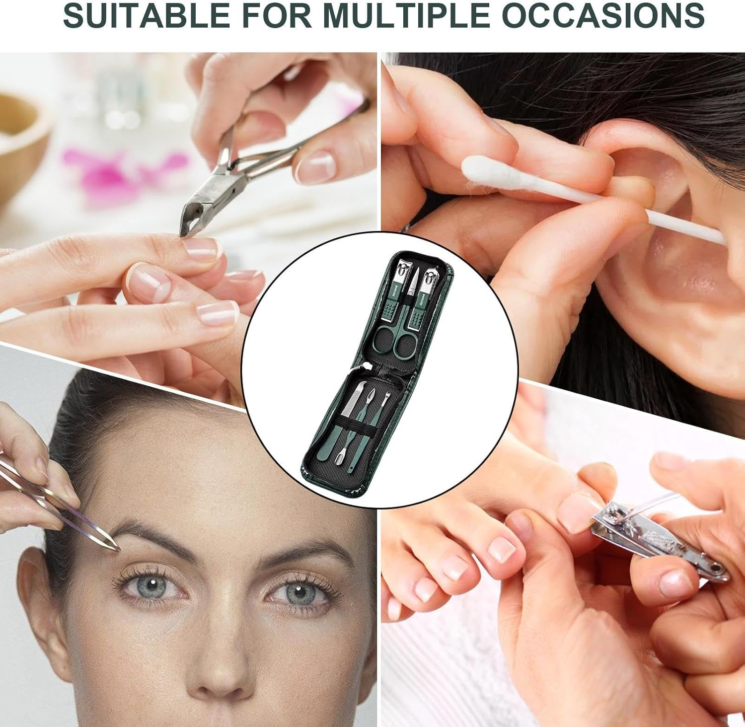 Nail Scissors Grooming Kit - Professional Pedicure Set Personal Care Set Grooming Kit - Steel Nail Clippers Scissors Pedicure Tools Kit with Bag for Women and Men Pochy