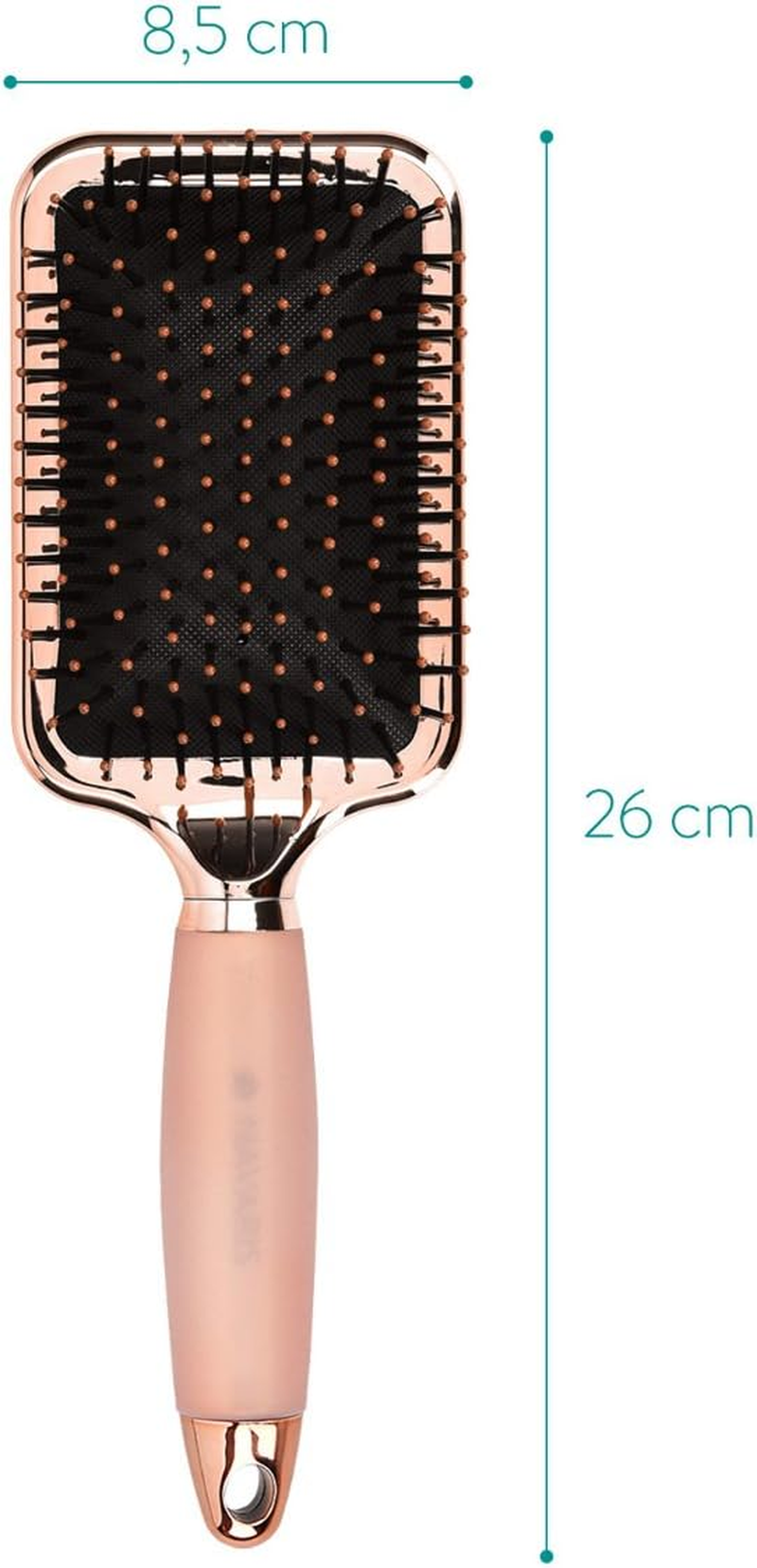Navaris Paddle Brush Large Detangling Styling Hairbrush for All Hair Types with Conforming Comfort Gel Handle Metallic Rose Gold image number 6