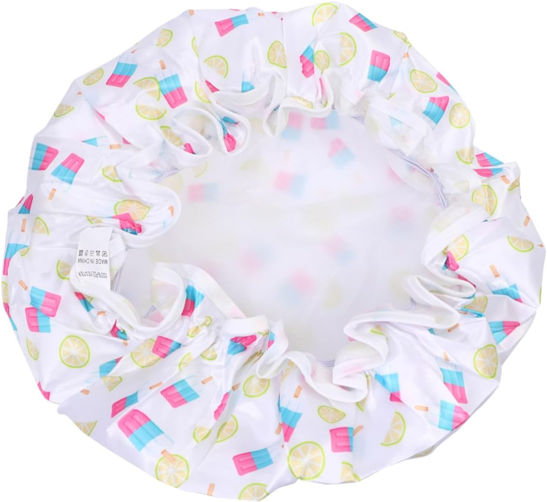 HONITANO Waterproof Shower Caps for Women 2Pcs Double Layer Peva Satin Bathing Hair Protective Hats Red Flamingo Print Adult Bath Caps for Daily Bathroom Use