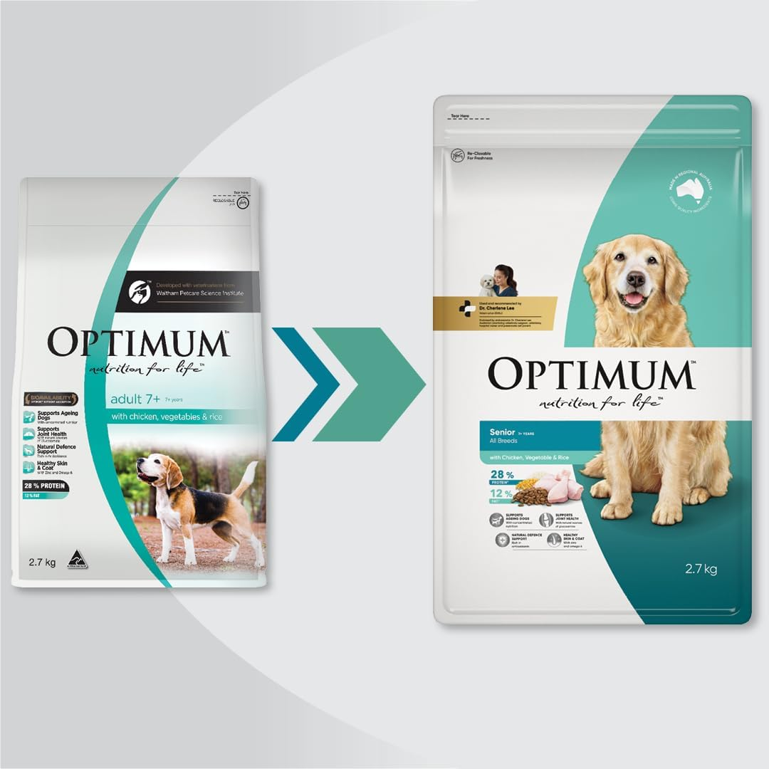 OPTIMUM Senior 7+ Dry Dog Food with Chicken, Vegetables & Rice 2.7Kg Bag, 4 Pack image number 6