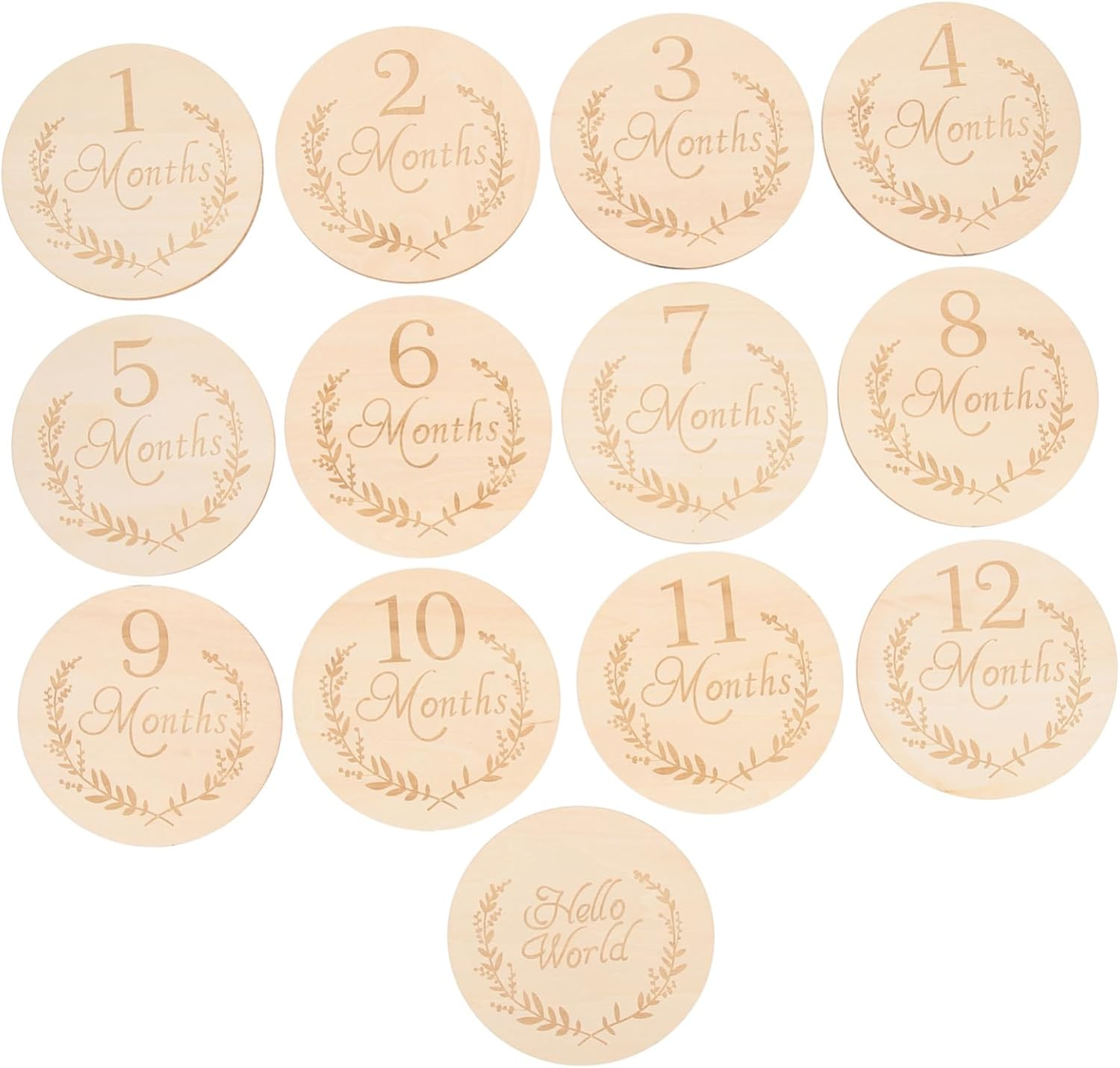 Jojofuny 13Pcs Wooden Slices Newborn Monthly Growth Cards Birch Wood round Discs for Infant Photography and Milestone Tracking Baby Shower Prop