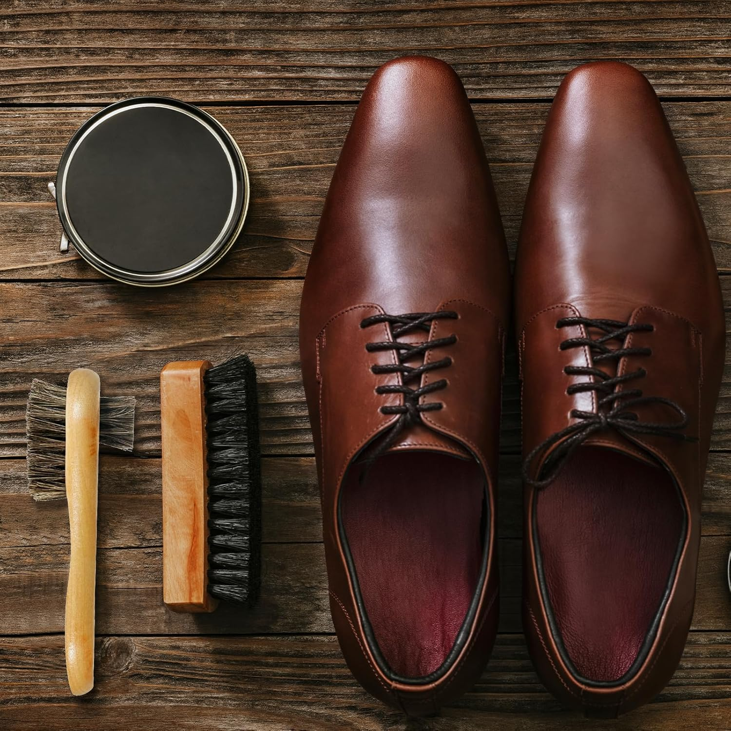 NILLOS Shoes Brushes Kit, 2 PCS Polishing Horsehair Brushes for Boots Polishing, Dauber, Care (16.5 X 4.5Cm/6.49 X 1.77In) image number 1