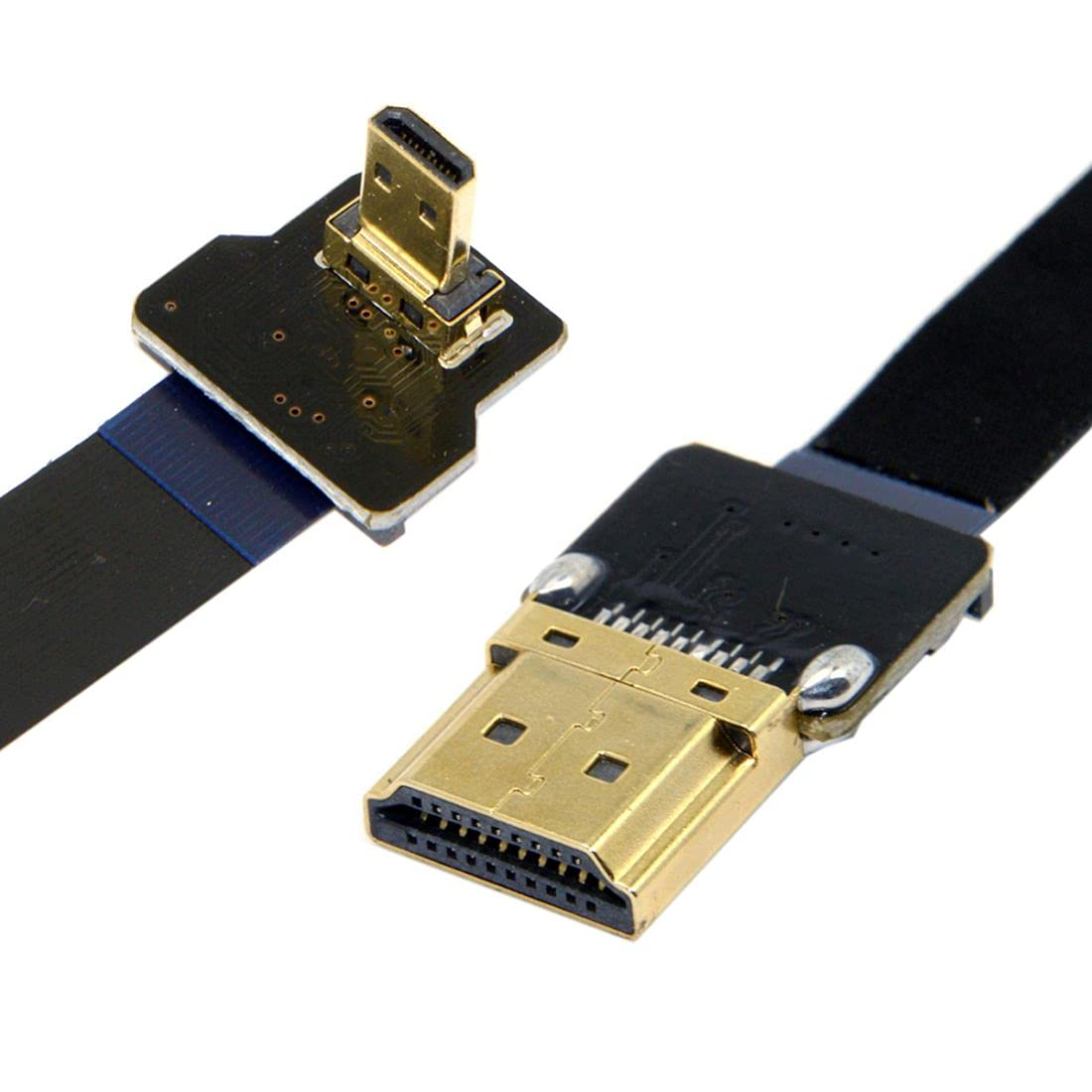 CY 20Cm 90 Degree up Angled FPV Micro HDMI Male to HDMI Male FPC Flat Cable for GOPRO Multicopter Aerial Photography - Black Straight image number 6
