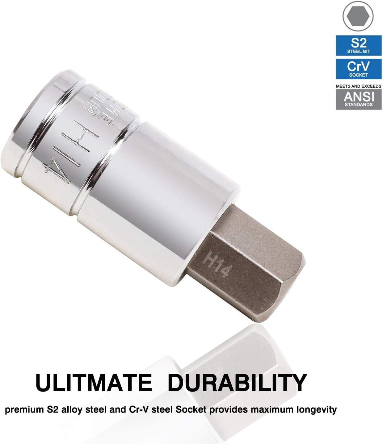 CASOMAN 13 Piece Hex Bit Socket Set, S2 Steel Bit Socket Tool Kit, Metric, 2Mm - 14Mm, Allen Bit Socket Kit image number 2