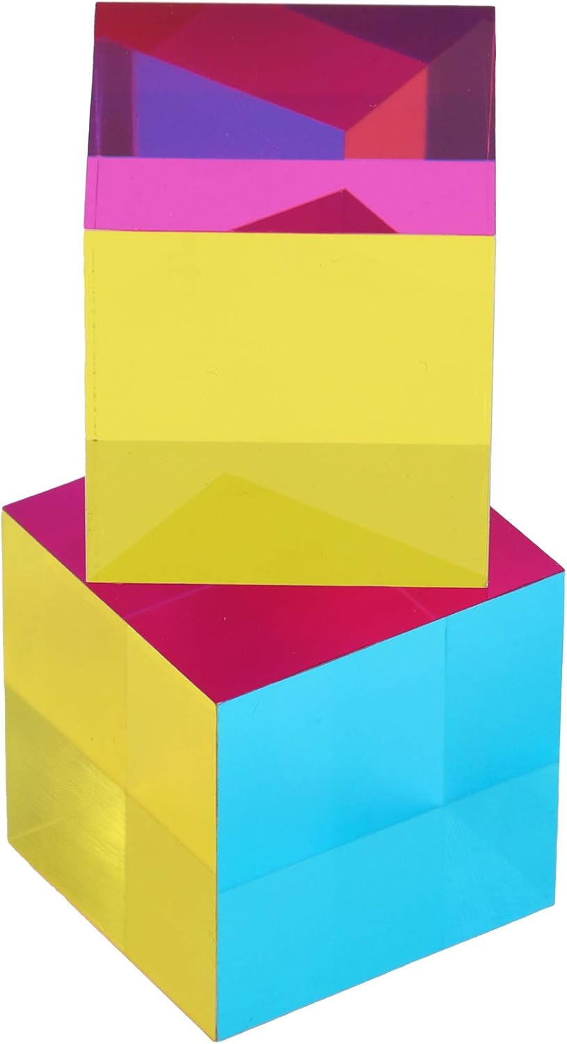 CMY Mixing Colour Cube, 50Mm (2 Inch) Acrylic Cube Prism, Cmycube for Home or Office D&eacute;cor, STEM/STEAM Desktop Toys, Science Learning Educational Kids image number 1