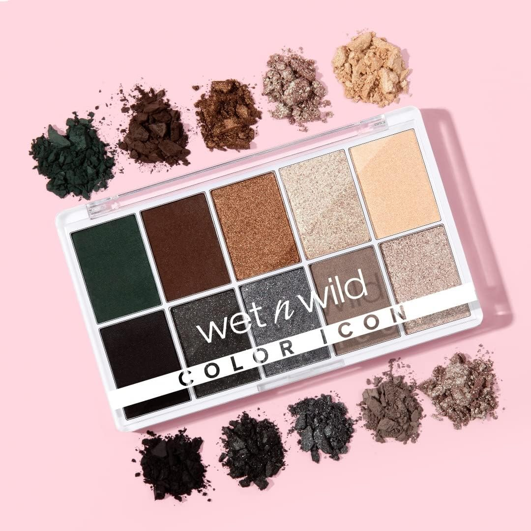 Wet N Wild Color Icon 10-Pan Eyeshadow Makeup Palette, Blue Lights Off, Long Lasting, Shimmer, Metallic, Glittery, Matte, Rich Smooth Pigment, Cruelty Free image number 4