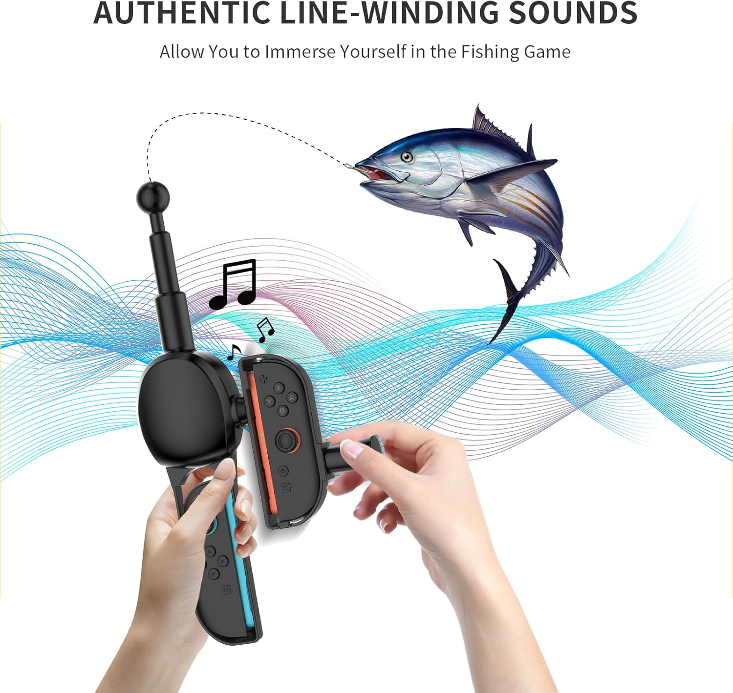 JDDWIN Fishing Rod Controller for Nintendo Switch 2 Joy-Con, Realistic Fishing Games Handle Grip Accessories Kit Compatible with Bass Pro Shops & Fishing Simulators image number 6