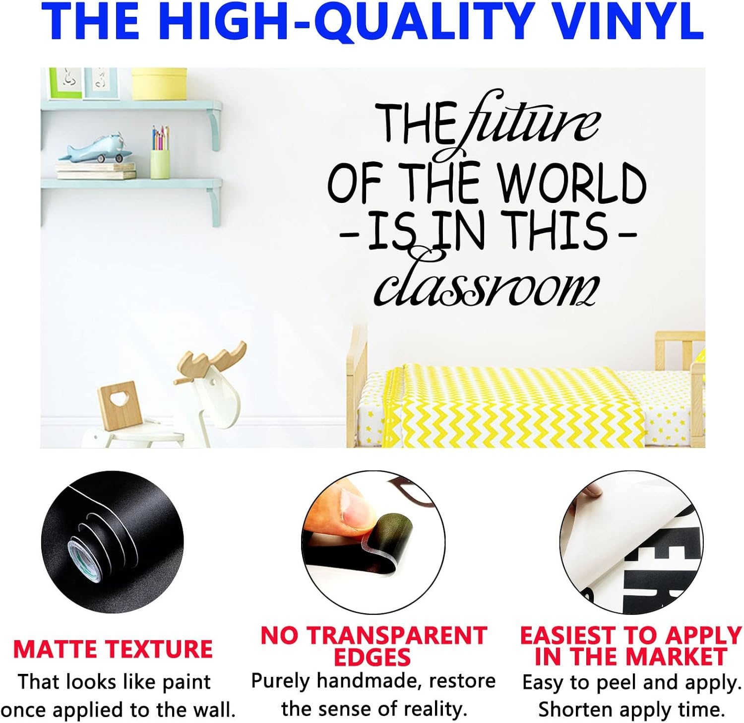 SEATUNE Inspirational Wall Decals, Classroom Wall Decals, Motivational Quotes School Nursery Playroom Positive Saying Home Vinyl Decor Art Stickers the Future of the World Is in This Classroom 19"X13" image number 5