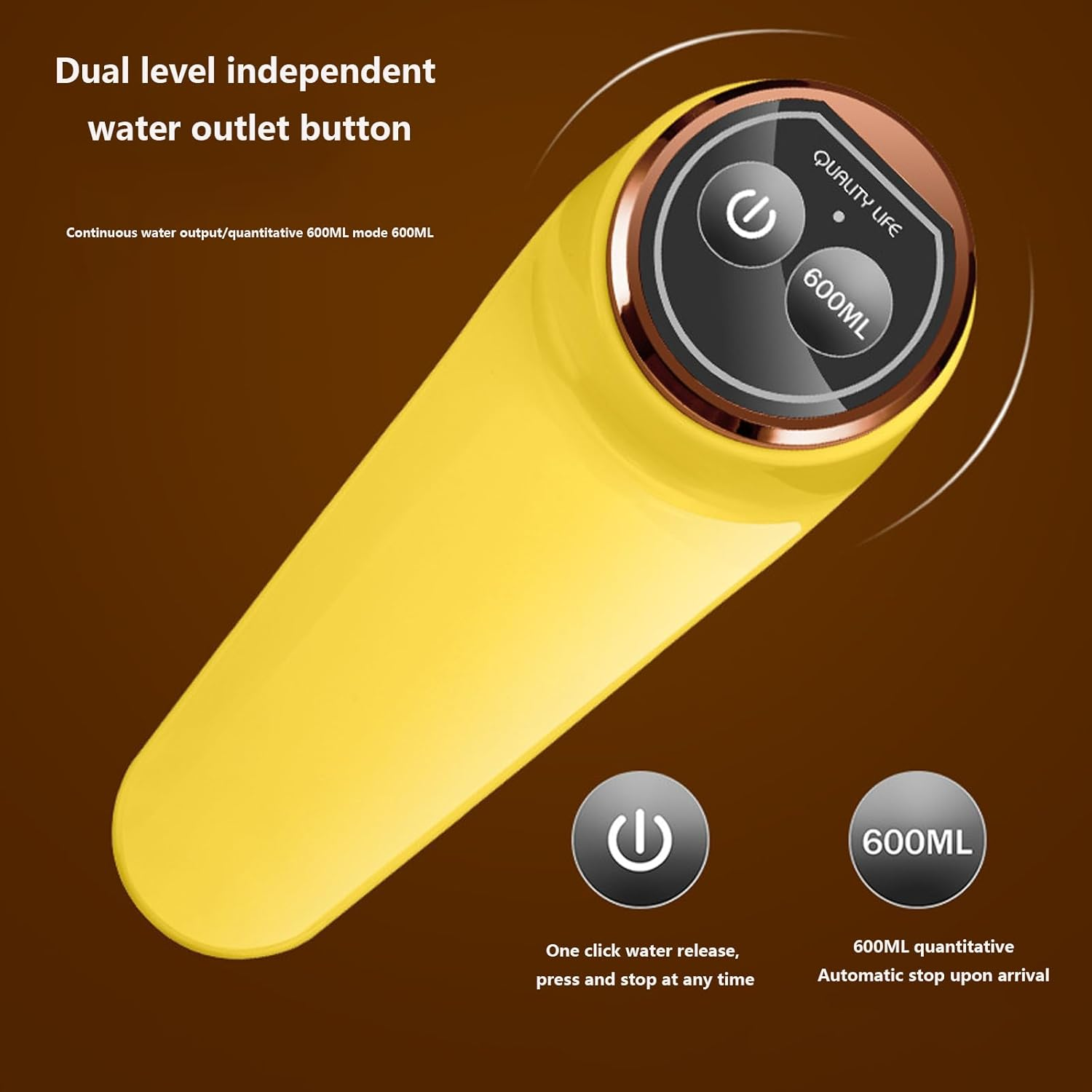 Water Dispenser for 5 Gallon Bottle,600Ml Quantitative Water Pump,Portable USB Charging Electric Bottle Pump,2-5 Gallon Kettle Suitable for Home Kitchen, Office, Camping,Outdoor (Yellow) image number 5