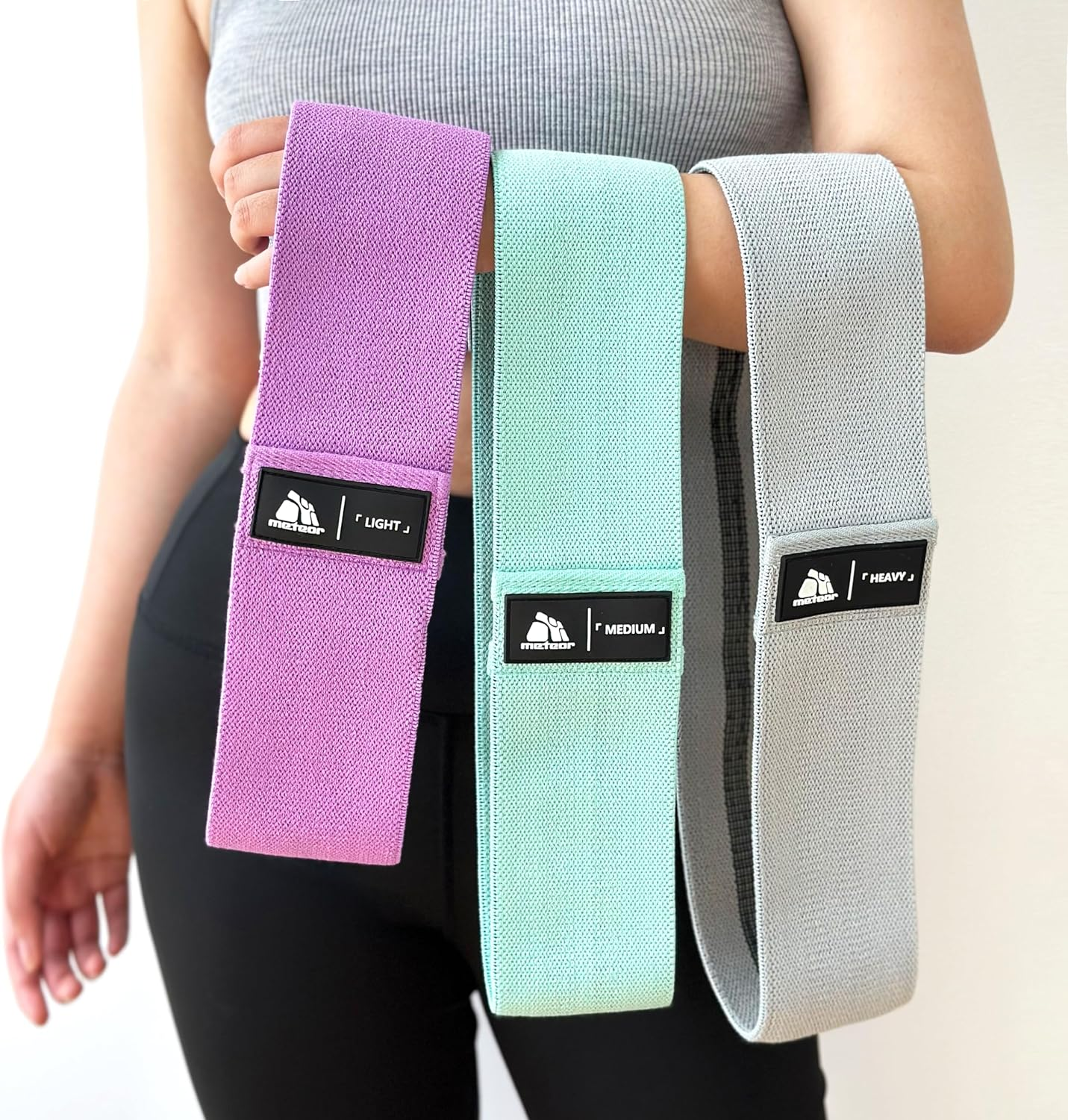 Meteor Non-Slip Resistance Bands - Fabric Booty Bands for Exercise & Fitness - Durable Hip and Squat Bands with Varying Resistance Levels for Strength Training