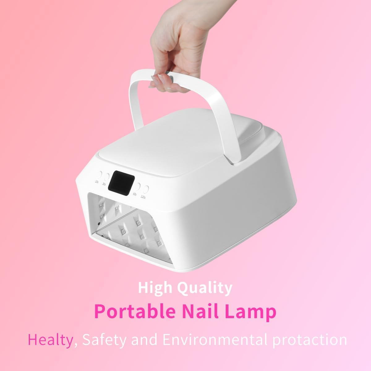 MUSILAN Nail Arm Rest Nail Lamp for Gel Nail Polish, UV/LED Nail Light Fast Dryer for Polygel Sculpting Gel Curing with PU Leather Arm Rest Portable Handle 4 Timers Automatic Sensor Double Led Display image number 2