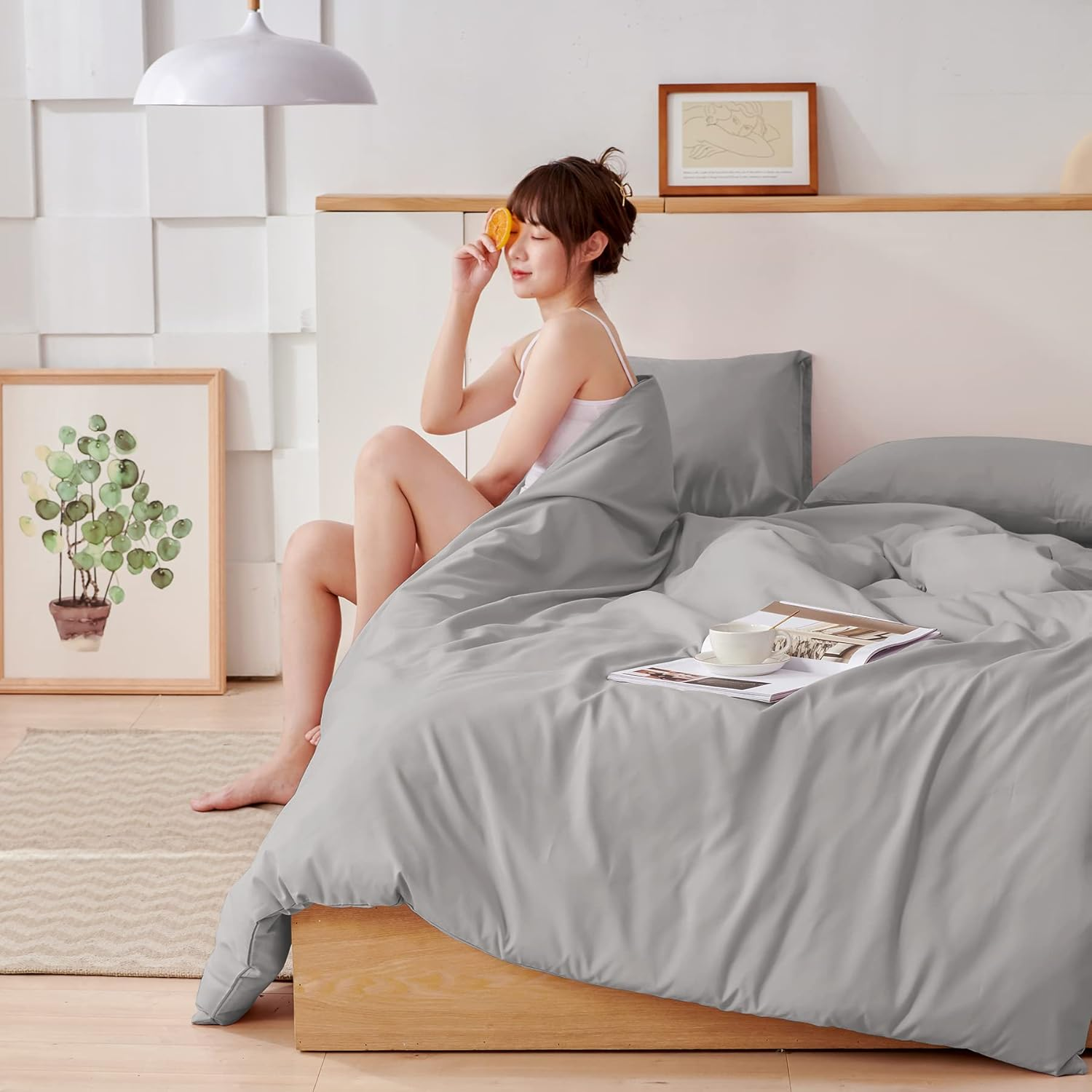 [Amazon.Co.Jp Limited] AYO Duvet Cover, Single, 3-Piece Set, Bedding Cover Set, Duvet Cover, Fitted Sheet, Pillowcases, Sheets for Western and Japanese Style, for Beds, for Futons, Washable, Quick image number 2