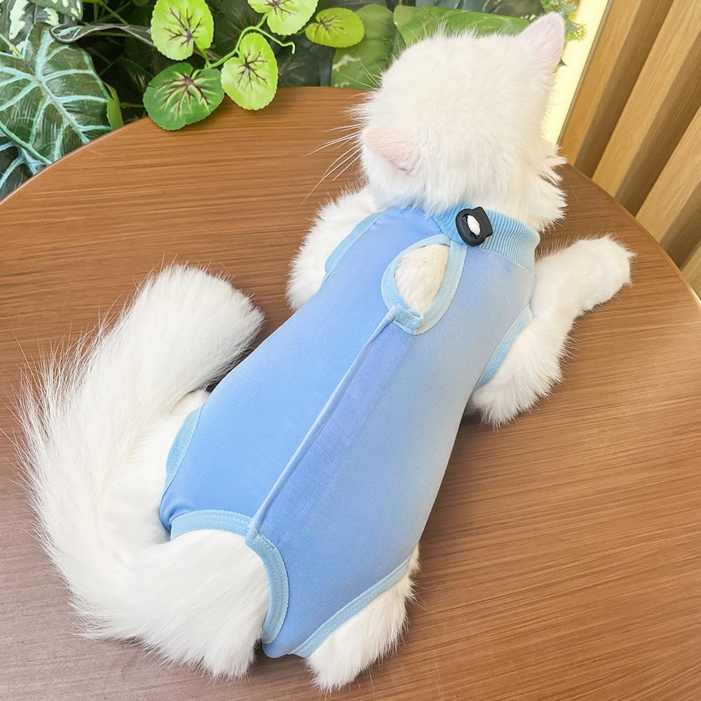 Yoolhamy Cat Recovery Suit for Post after Surgery, Elizabethan Collar & Cone Alternative, Anti-Licking Wound for Abdominal Wounds or Skin Diseases Kitten Bodysuit image number 6