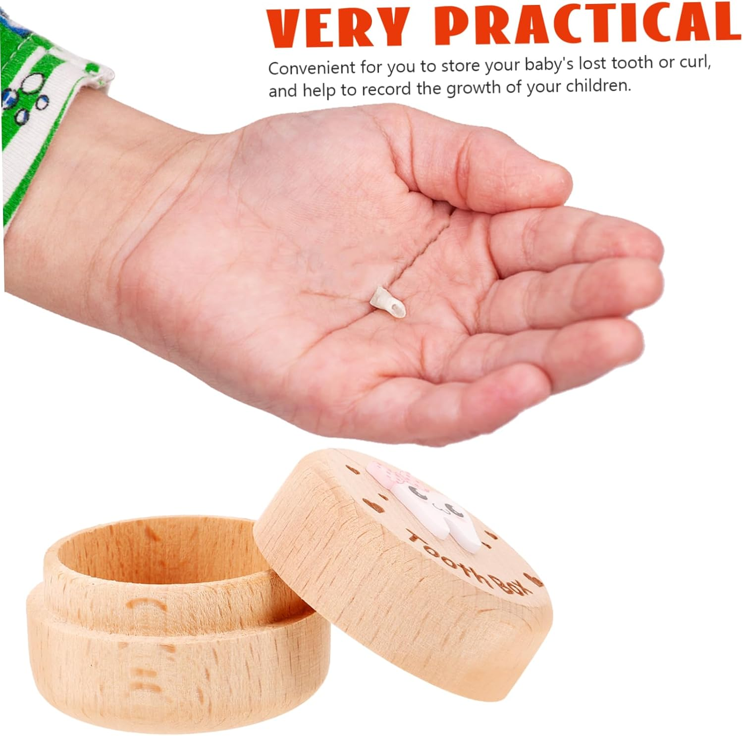 Wooden Tooth Box Tooth Keepsake Box for Kids Natural Wood Keepsake for Boys Girls image number 6