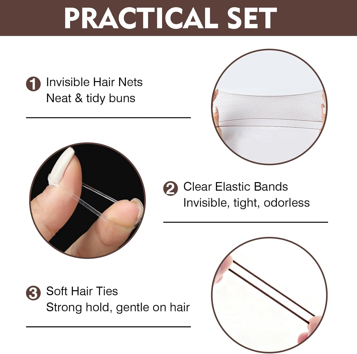 328 Piece Hair Pins Small Bobby Pins Set - 104 U-Shaped Hair Pins, 104 Bobby Pins, 100 Rubber Bands, 15 Hair Net Bun, 5 Scrunchies, Hairstyle Accessories for Girls with Storage Box (Coffee Brown)