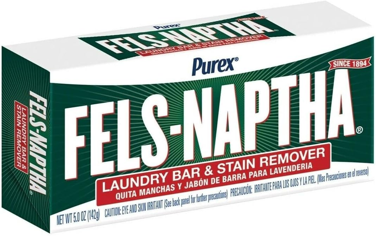 Fels Naptha Laundry Soap Bar & Stain Remover - Pack of 2, 5.0 Oz per Bar