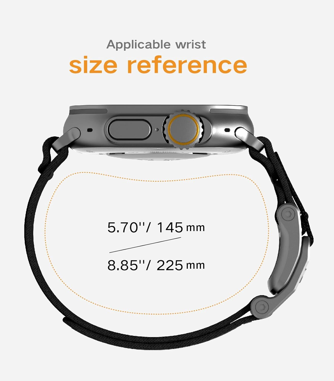 Aulumu A11 Mag Buckle Slim Band Designed for Apple Watch | Memory Quick Release | Velvet Nylon Braid | Stainless Steel Magnetic Clasp - Carbon Gray image number 2