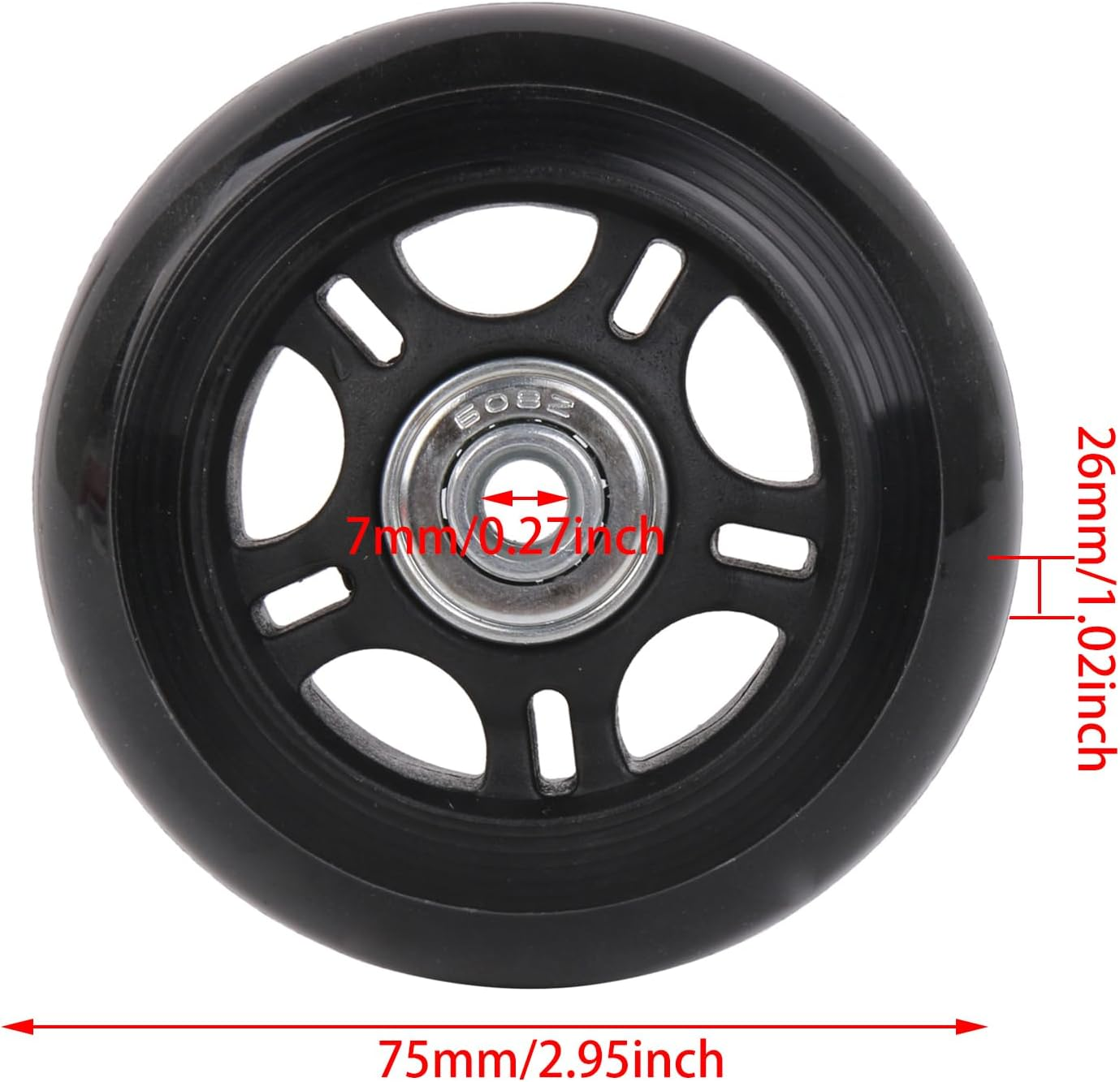 RDEXP 3X High Elastic PU Luggage Suitcase Replacement Wheels 75X26Mm Single Load 50Kg image number 1