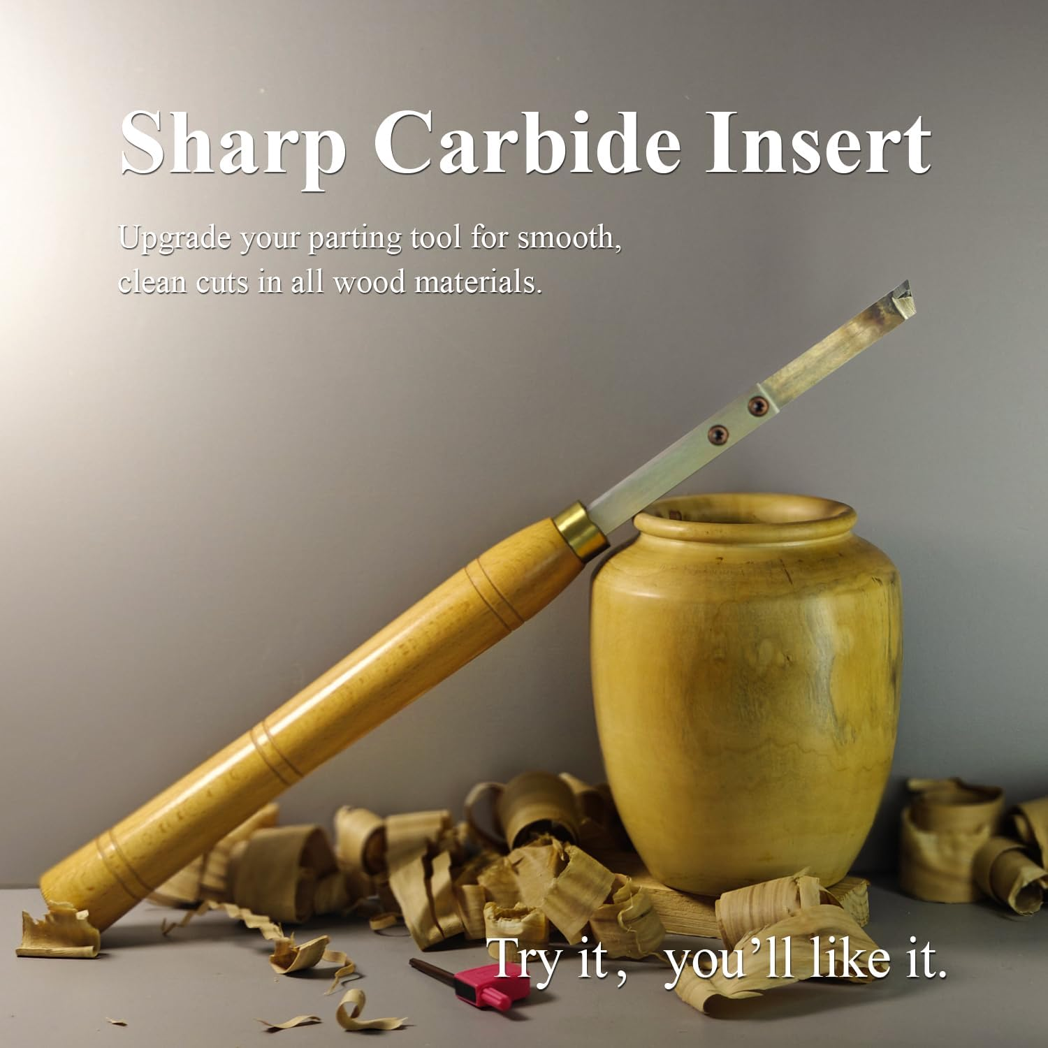 Parting Woodturning Tool Wood Lathe Carbide Tipped Grooving Tool with Carbide Insert, 16 Inch Length image number 2