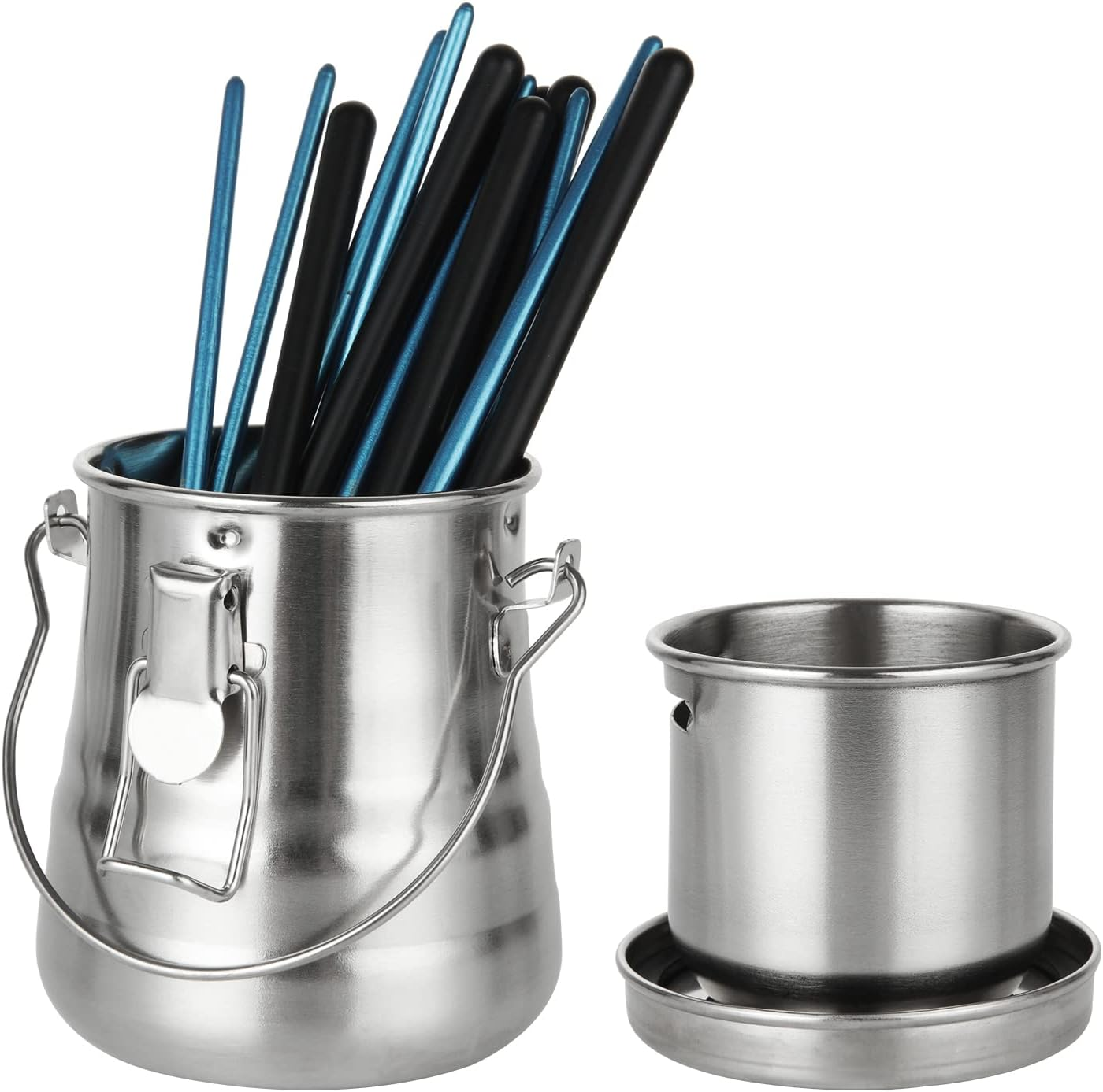 DIRBUY Oil Paint Brush Washer, Portable Stainless Steel Leak-Proof Paint Brush Washer with Lid and Filter Screen for Oil Painting, 3.9 Tall X 3.4 Inch Diameter image number 1