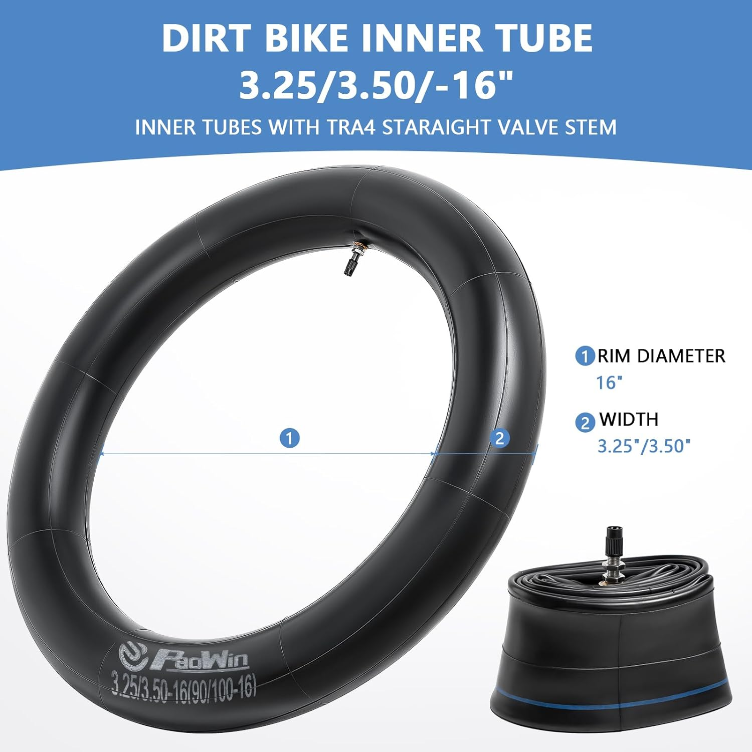 2 Pcs 3.25-16 Tube,3.50-16 Tube, TR4 Valve,3.25/3.50-16 Heavy Duty Motorcycle Inner Tubes,Compatible with 3.25-16 3.50-16 90/100-16 Off-Road Motorcycles/Dirt Pit Bike Front Rear Tire,Pt-037 image number 5