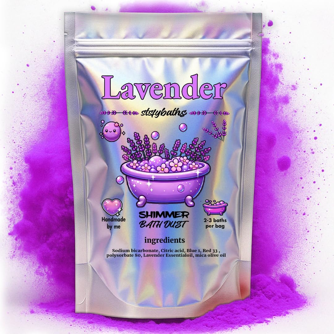 Stsfybaths Purple Shimmer Bath Bomb in a Bag - Handmade Lavender Scented Bath Bombs for Women, Kids and Men - Bulk Bathbomb Fizzies Perfect for Boys and Girls All Ages (Large, Purple)