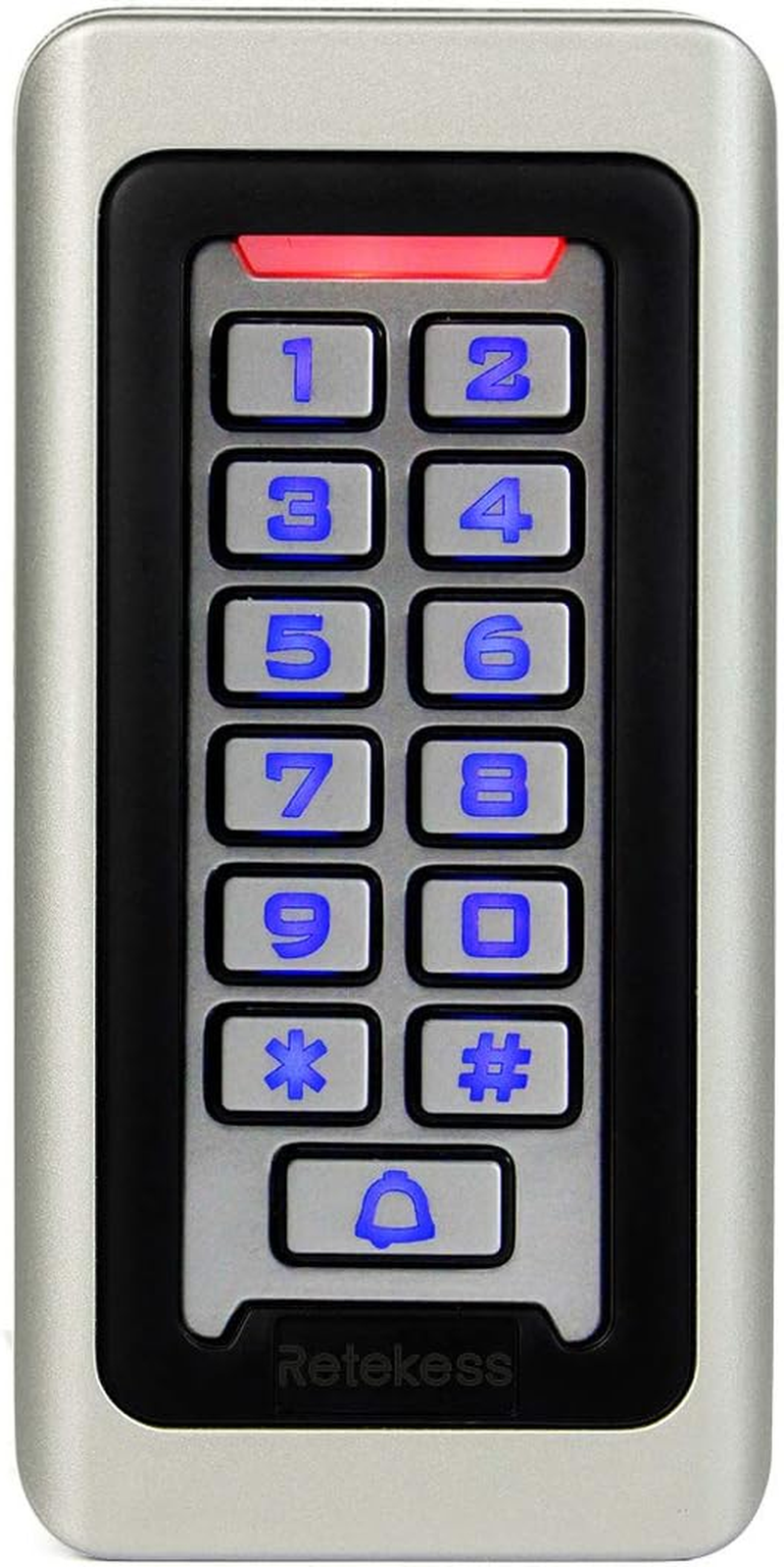 Retekess Access Control Keypad Door Keypad Outdoor Waterproof IP68 Metal Case RFID 125Khz Keypad Single Door Stand-Alone with 2000 Users for Outdoor and Indoor Wiegand 26 Bit I/O (Silver) image number 3