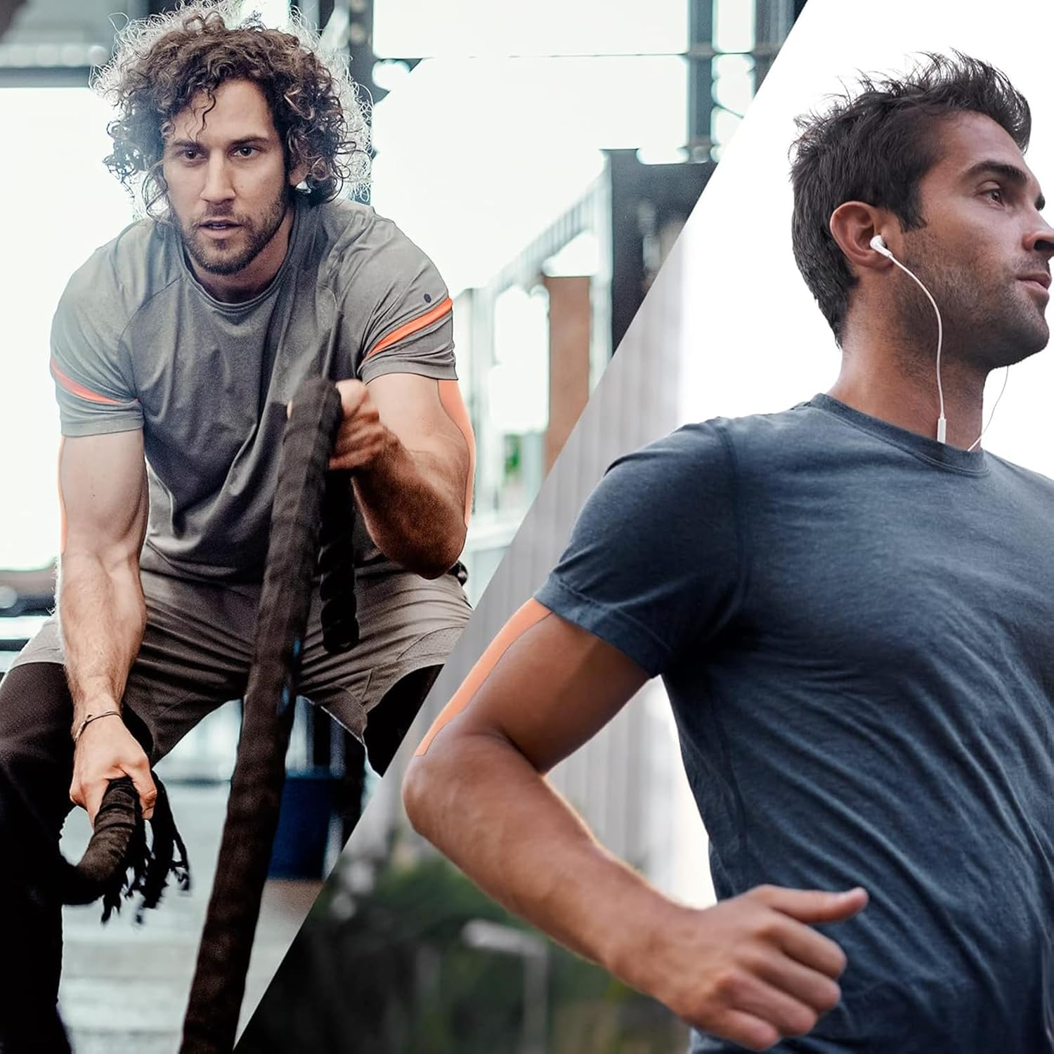 Kinesiology Tape，Elastic Premium Athletic Tape， Latex Free Waterproof and Sweat-Proof（Black and Light Brown)-5Cm X 5M for Muscle Building,Knees,Anles,Shoulder,Pain Relief and Injury Recovery image number 2