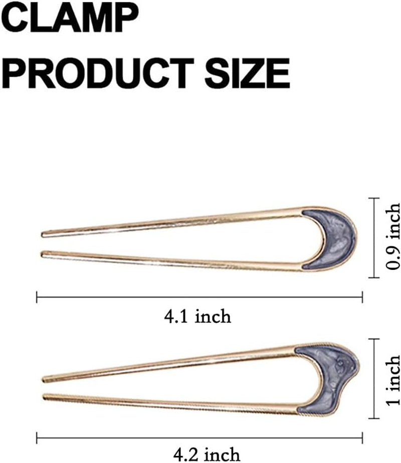 6 Pcs U-Shaped Hairpins for Buns & French Twist, Alloy Metal Hair Forks for Women, Secure Hold Hair Accessories for Thin/Thick Hair image number 1