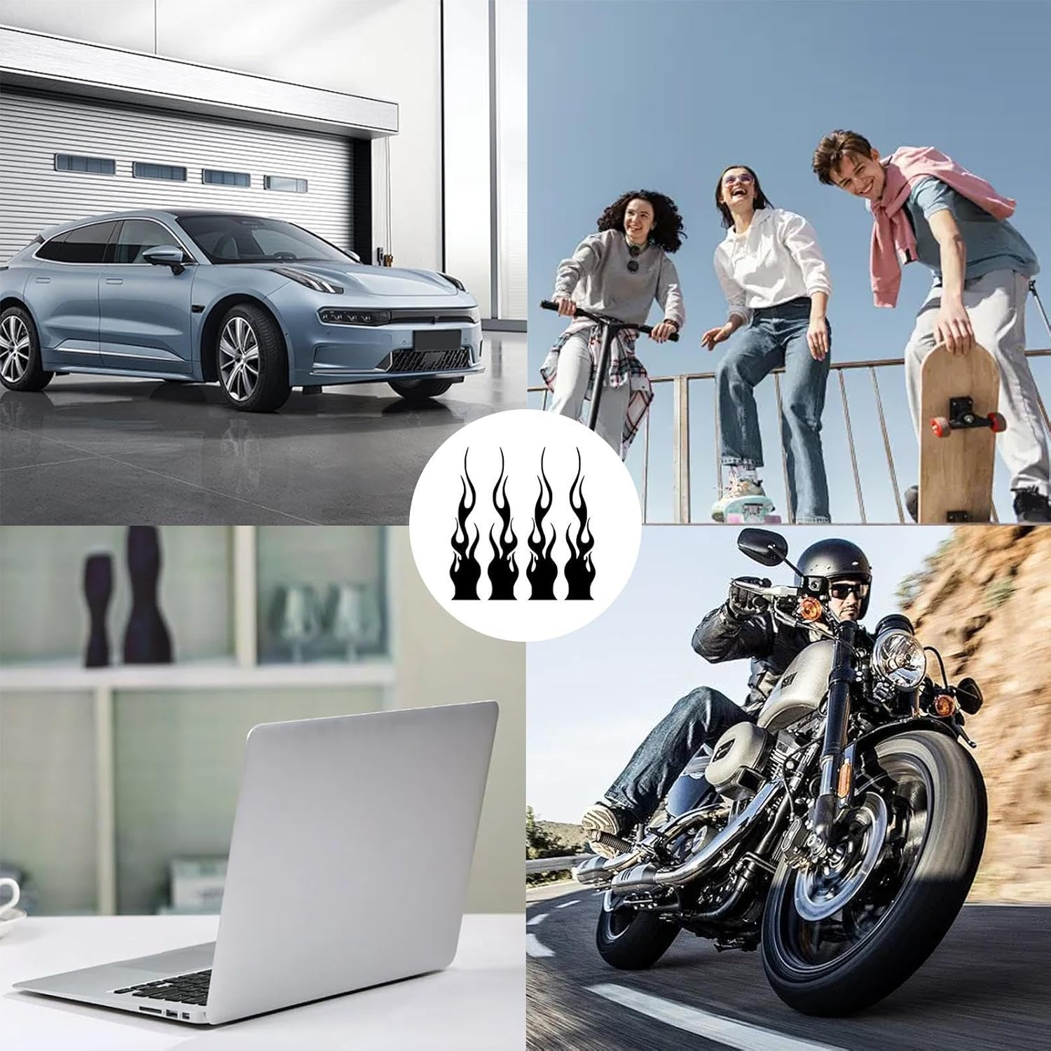 Flame Decals for | Flame Sticker Motorcycle Decals,Car Body Decals Flame Shape Unique Car Decals Car Accessories for Window Bumper Laptop Bottle Glass - Orange1 image number 6