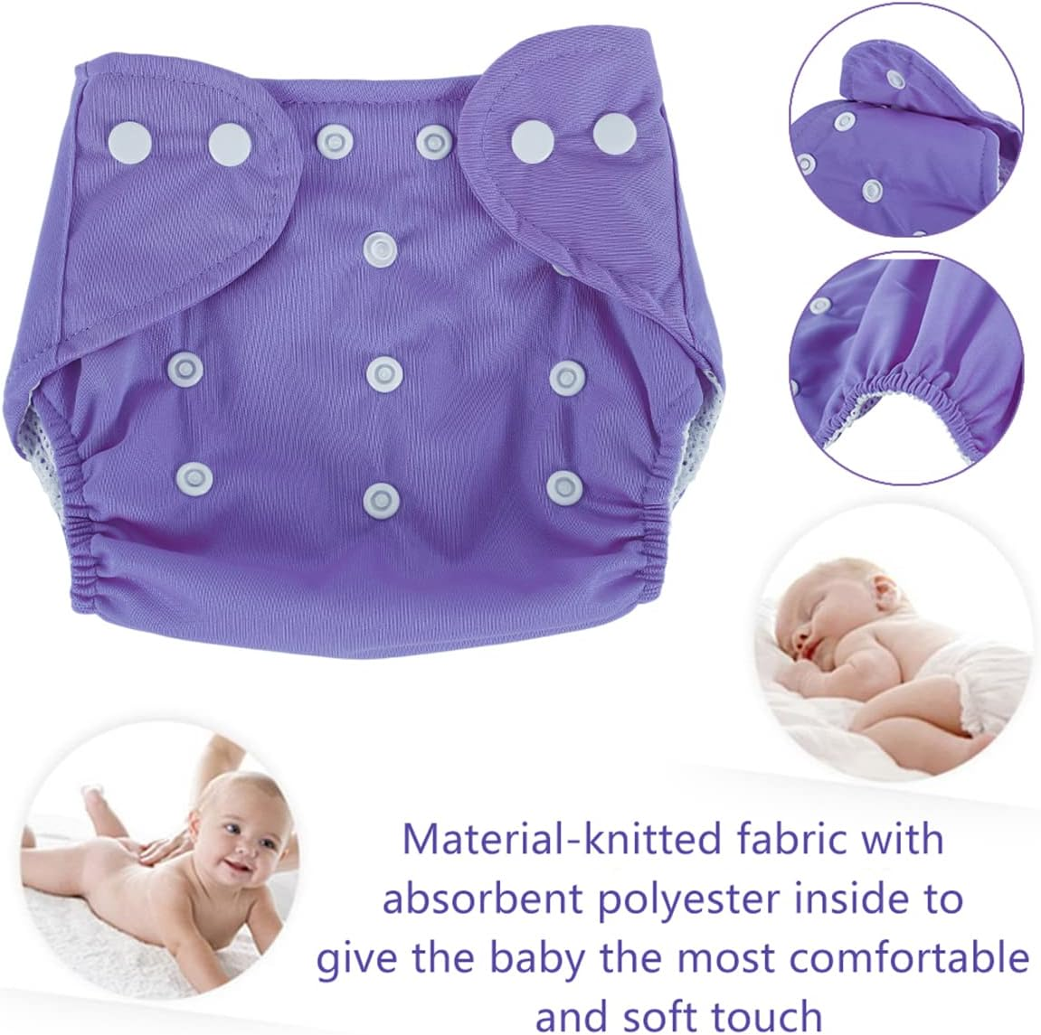 7Pcs Baby Nappies Baby Diapers Newborn Reusable Cloth Nappy Diapers Washable Nappy Cloth Diaper Cover Baby Adjustable Nappies Infant Knitted Mesh Fabric Training Pant for Most Babies and Toddlers L image number 1