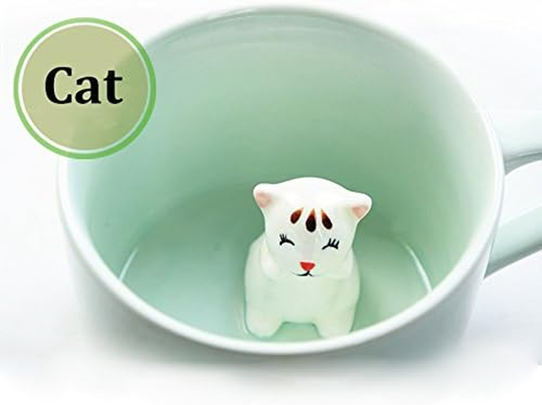 Coffee Milk Tea Ceramic Mugs - 3D Animal Morning Cup with Panda inside for Morning Drink,And Weddings, Birthdays,Father'S Day (Cat)
