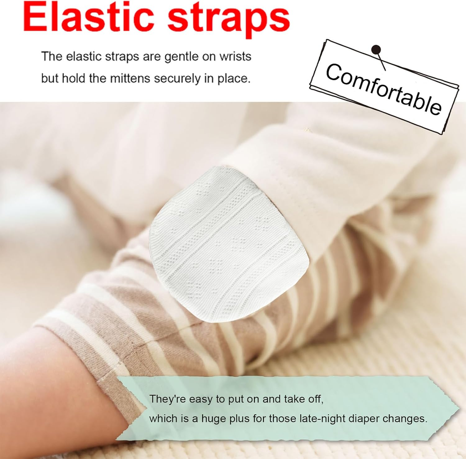 MOMSMENU Newborn Mittens No Scratch 100% Cotton Mitts Baby Mittens 0-6Months 5 Packs image number 4