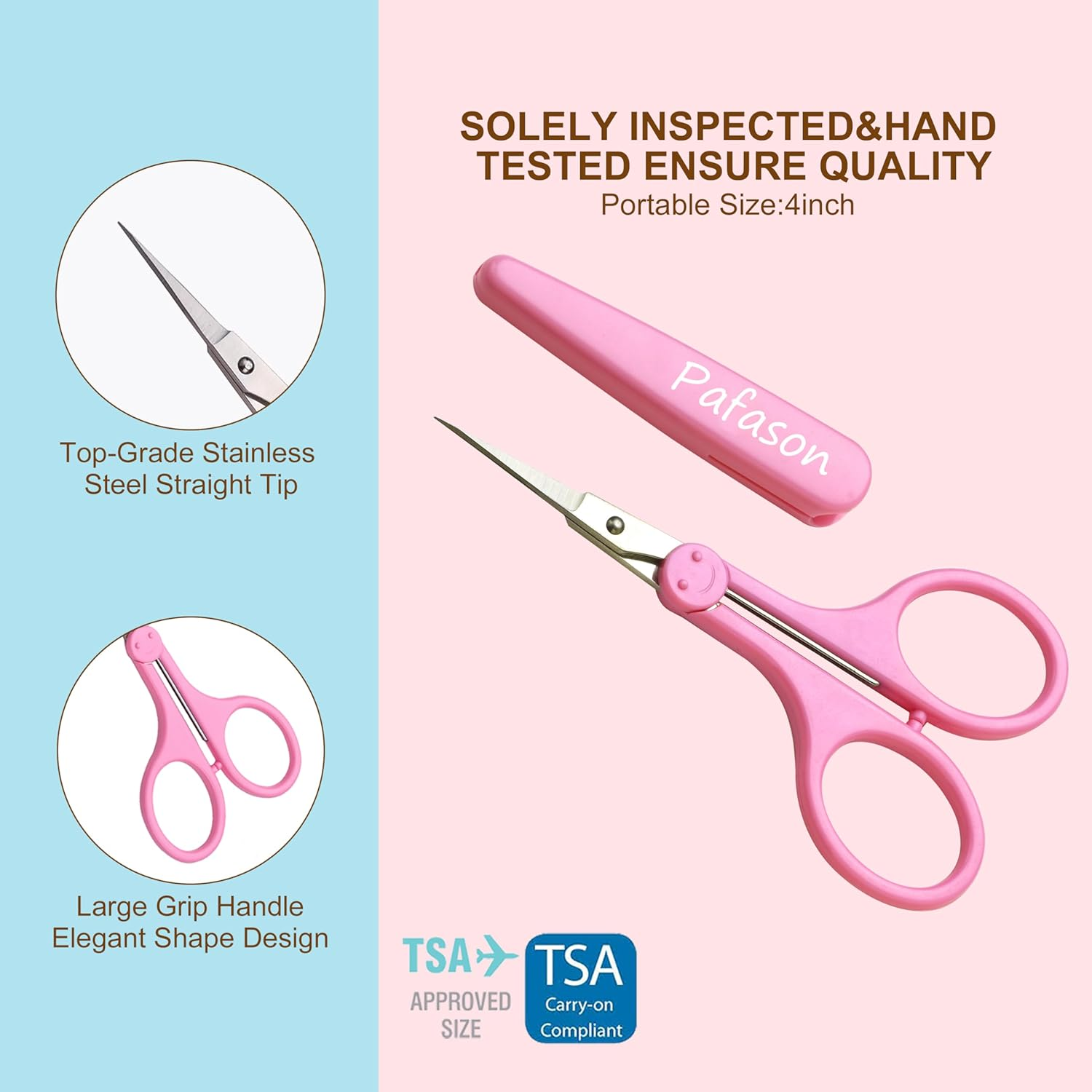 PAFASON Ultra Sharp Detail Scissor Set 2 PC Straight for Scrapbooking Quilting Sewing Knitting Embroidery Cross Stitch Crochet Thread Yarn Paper Fabric Detail Cutting Stainless Steel, Safety Case