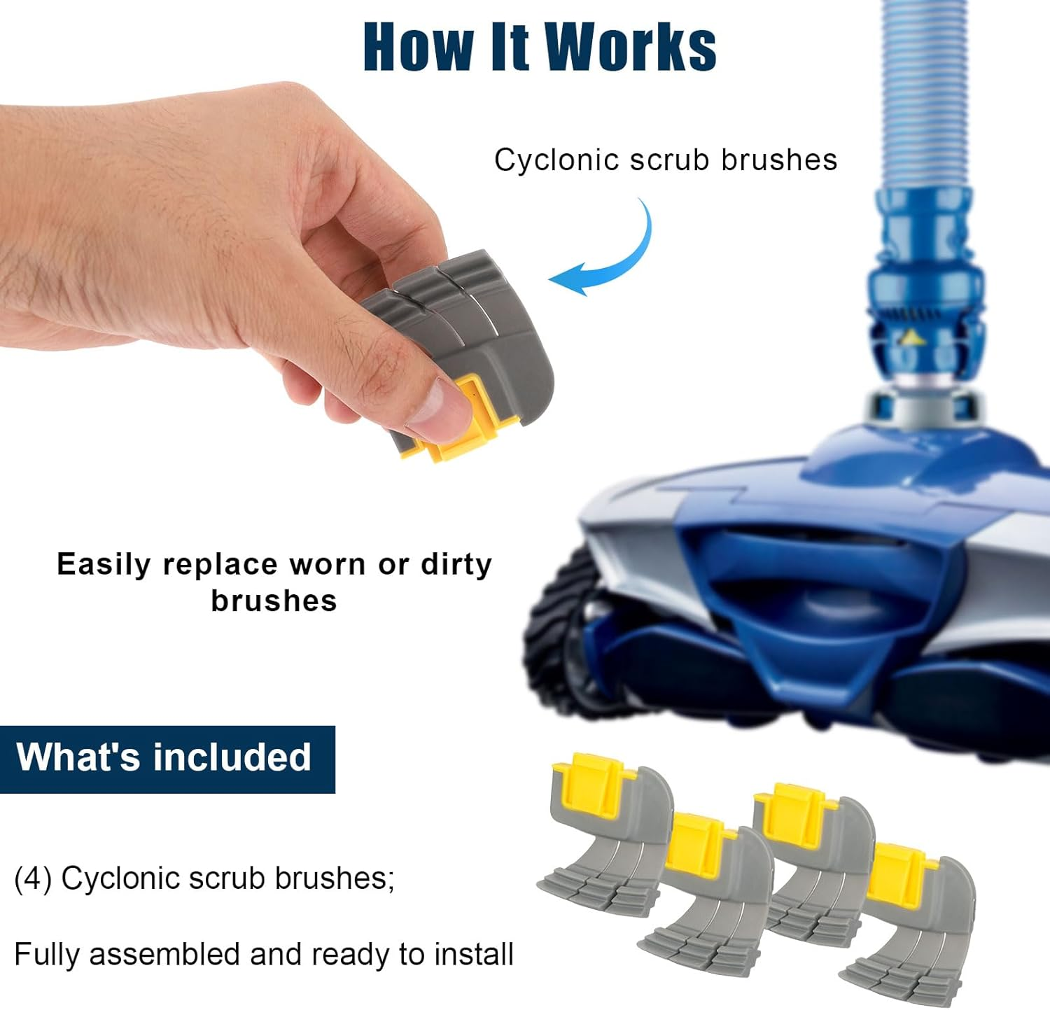 Pool Cleaner Drive Shaft & Scrubbing Brush Kit for Zodiac MX6 MX8 MX6 Elite MX8 Elite, Replacement Parts Set Includes Engine Wheel Bearing & Cyclonic Brushes image number 5