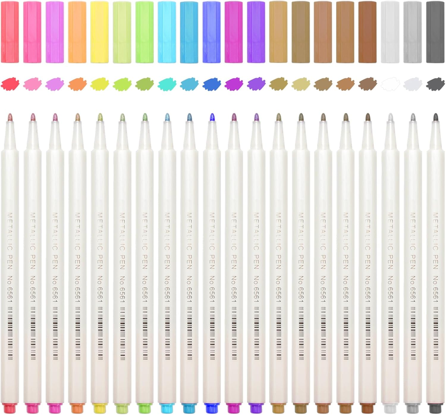 SAYEEC Metallic Marker Pens, 20 Colors Fine Tip Metallic Markers, Metallic Paint Pens for Black Paper, Art Rock Painting, Easter Egg, Halloween Pumpkin, Card Making, Scrapbook Crafts, DIY Photo Album