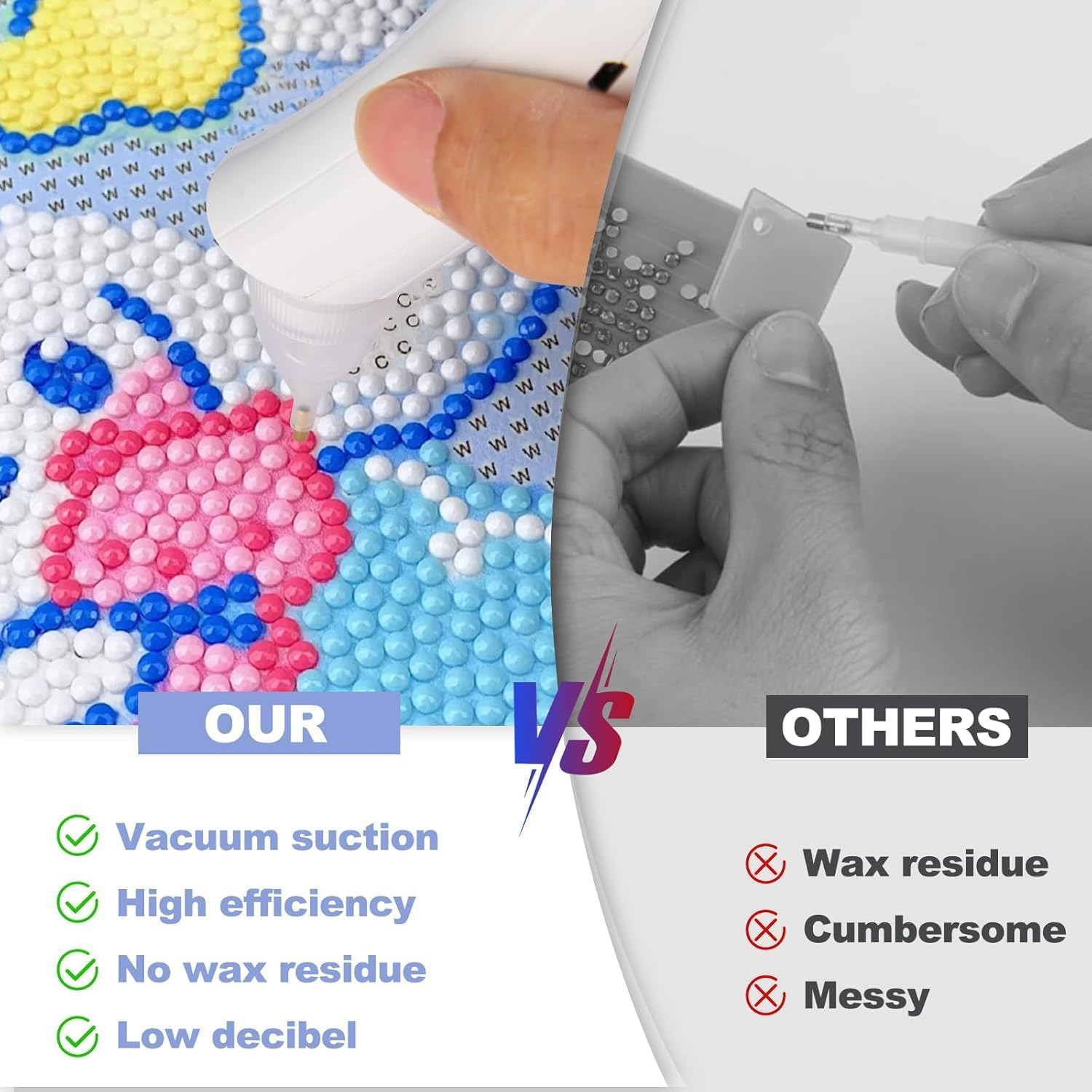 Electric Diamond Painting Pen with Vacuum Technology with 4 Replaceable Tips Rechargeable Art Painting Pen Perfect for 3D Drills, Portable and Durability, Diamond Art Lovers (White) image number 1