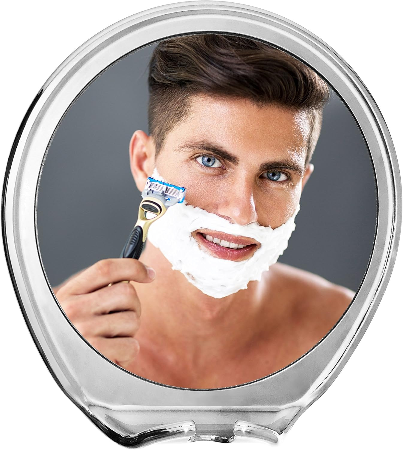 Jiben Fogless Shower Mirror with Power Locking Suction Cup, Built-In Razor Hook and 360 Degree Rotating Adjustable Arm, Personal Fog Free Bathroom Shaving Mirror (Chrome) - Clear image number 6