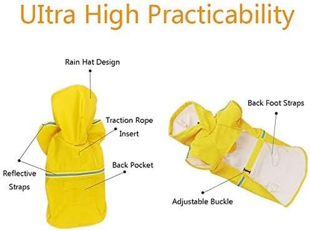 Feimax Dog Raincoats Rain Poncho Coat Waterproof Rain Jacket with Hood for Medium and Large Dogs, Lightweight Hoodies Pet Windproof for Outdoor Walking (S (Chest: 13.3'', Body 9.8''), Yellow)