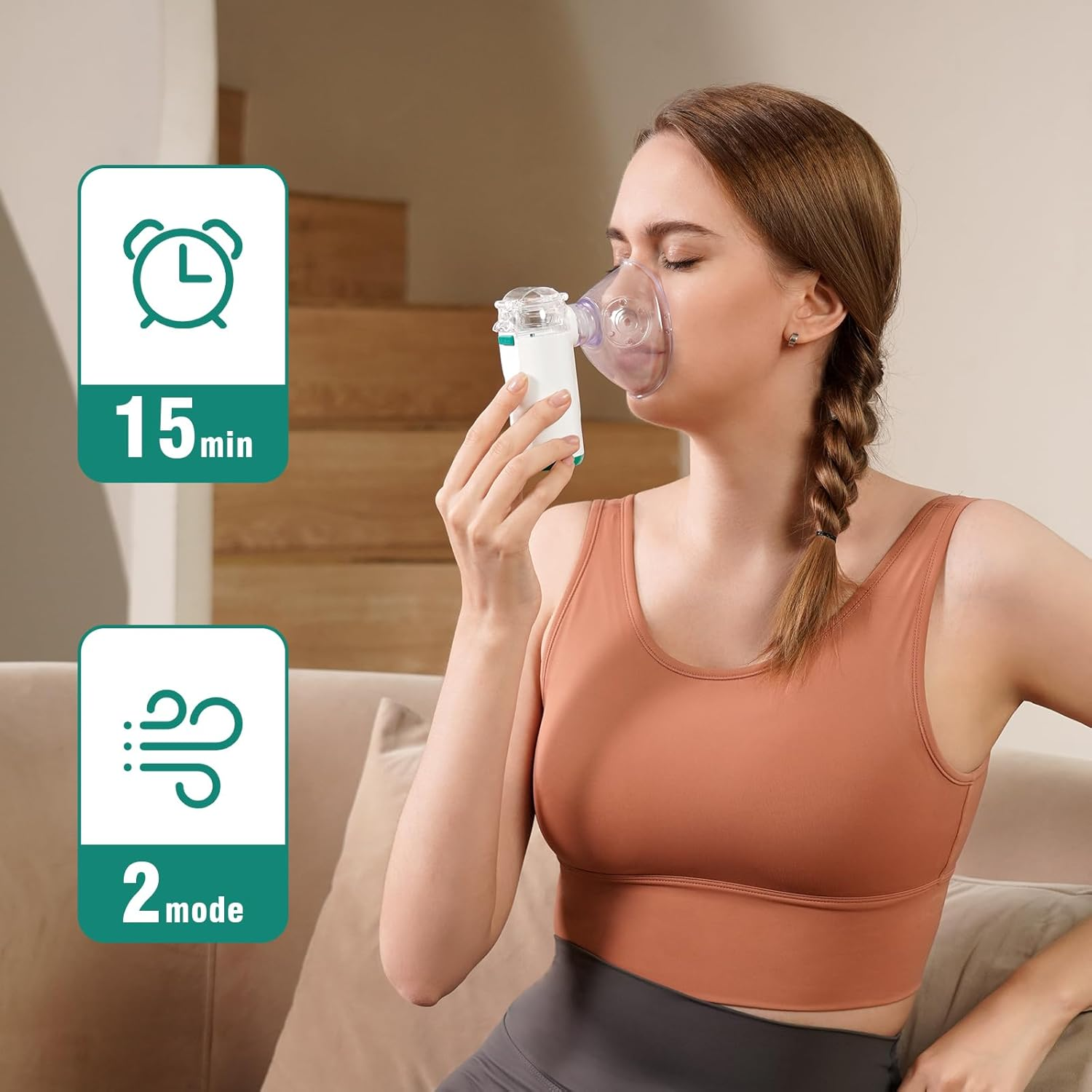 Mayluck Portable Nebulizer for Breathing Problems, Handheld Nebulizer for Kids and Adults, Small Nebulizer Machine with Self-Clean Mode for Home Use image number 2