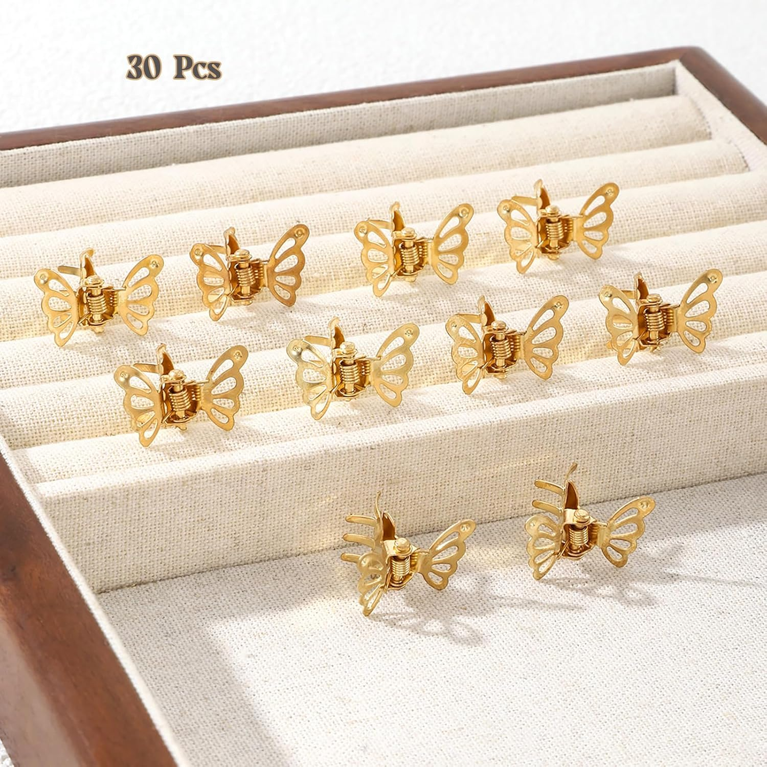 30 Pcs Butterfly Hair Clips Gold Metal Barrettes Claw Clips Strong Hold Non-Slip Alloy Hair Accessories for Women Small Mini Hollow Design image number 3