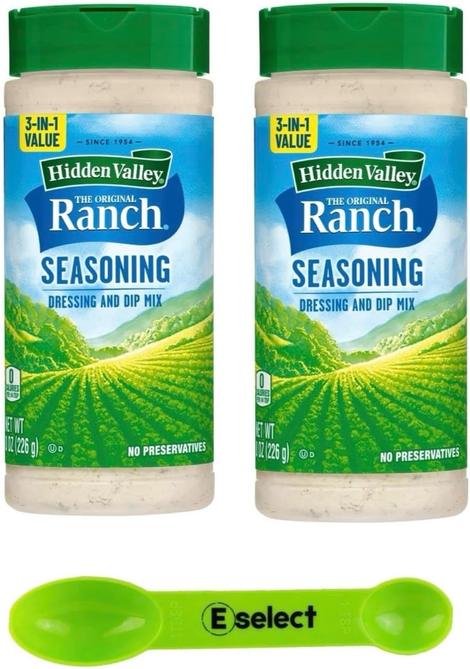 Hidden Valley Ranch Seasoning Dressing and Dip Mix Bundle - (2) Hidden Valley Seasoning Dressing and Dip Canisters 8-Ounces Bundled with (1) Eselect Dual-Sided Measuring Spoon image number 3