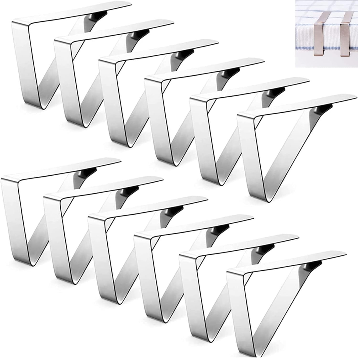 12 Pcs Tablecloth Clips,Stainless Steel Triangular Picnic Table Clips for Home, Kitchen, Restaurant, Weeding, Picnic, Patio and Party image number 4